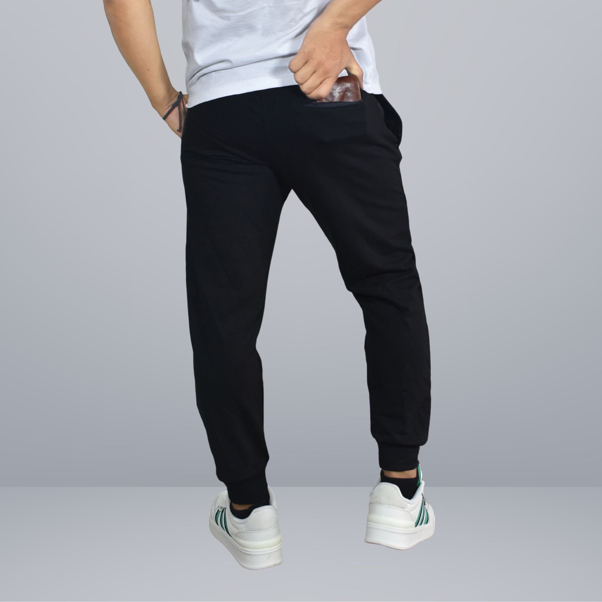 PANTALÓN BUZO DE ALGODÓN HOMBRE CASUAL YONISTERS SLIM FIT NEGRO - 4