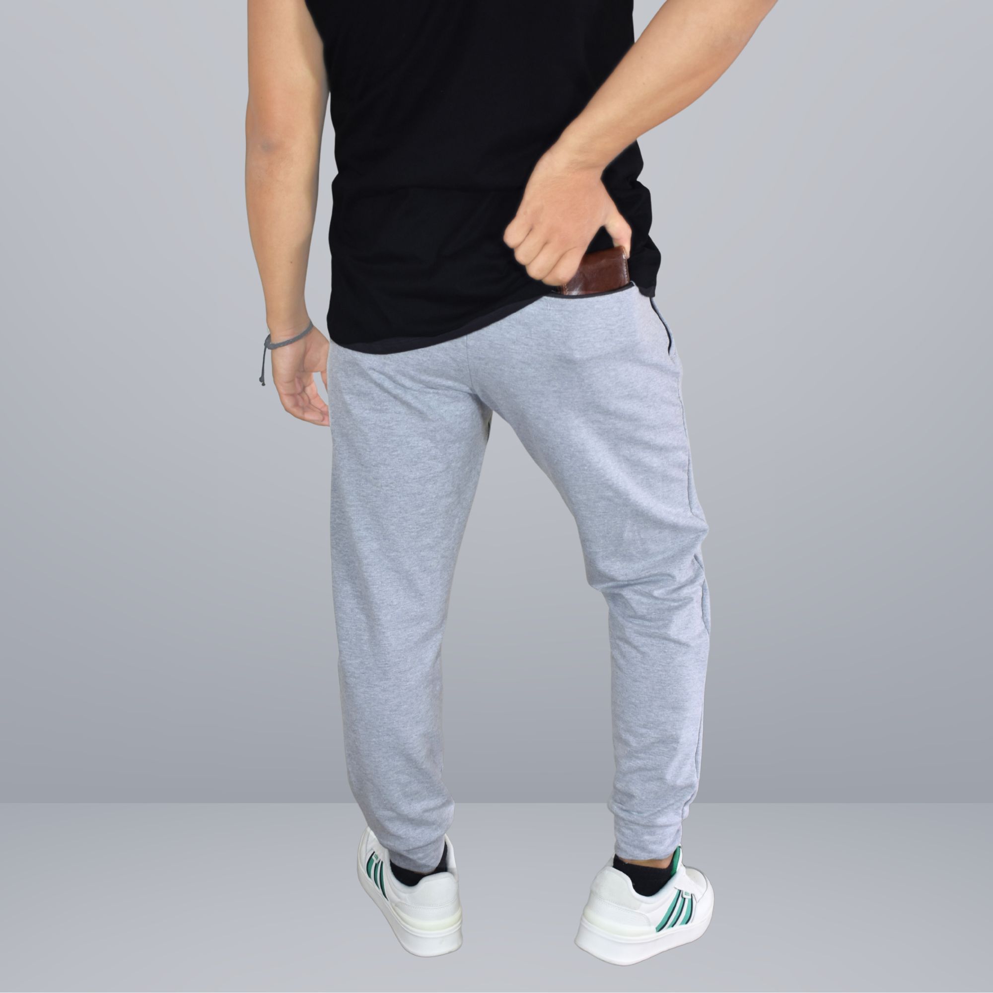 PANTALÓN BUZO DE ALGODÓN HOMBRE CASUAL YONISTERS SLIM FIT GRIS - 2