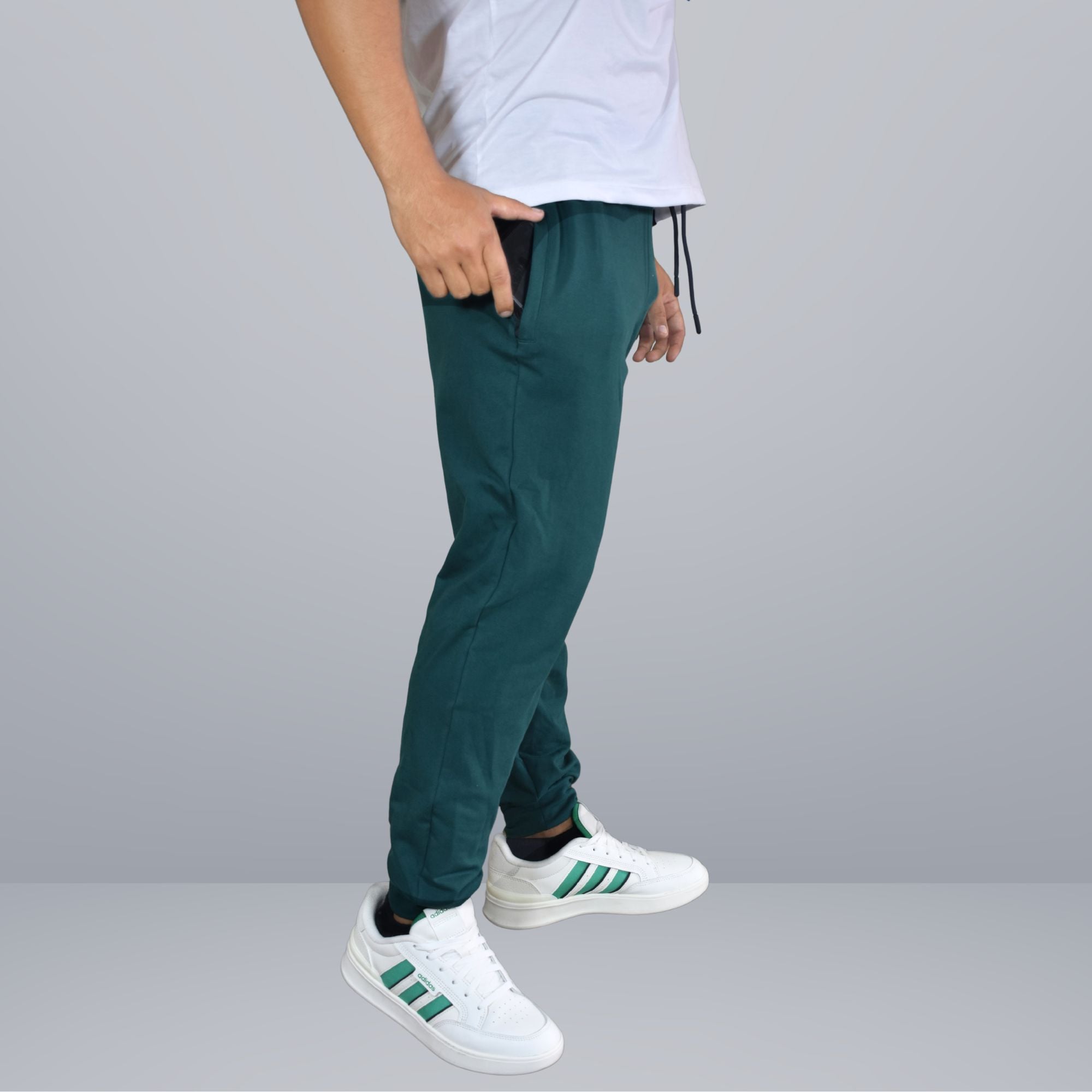 PANTALÓN BUZO DE ALGODÓN HOMBRE CASUAL YONISTERS SLIM FIT VERDE BOTELLA - 2