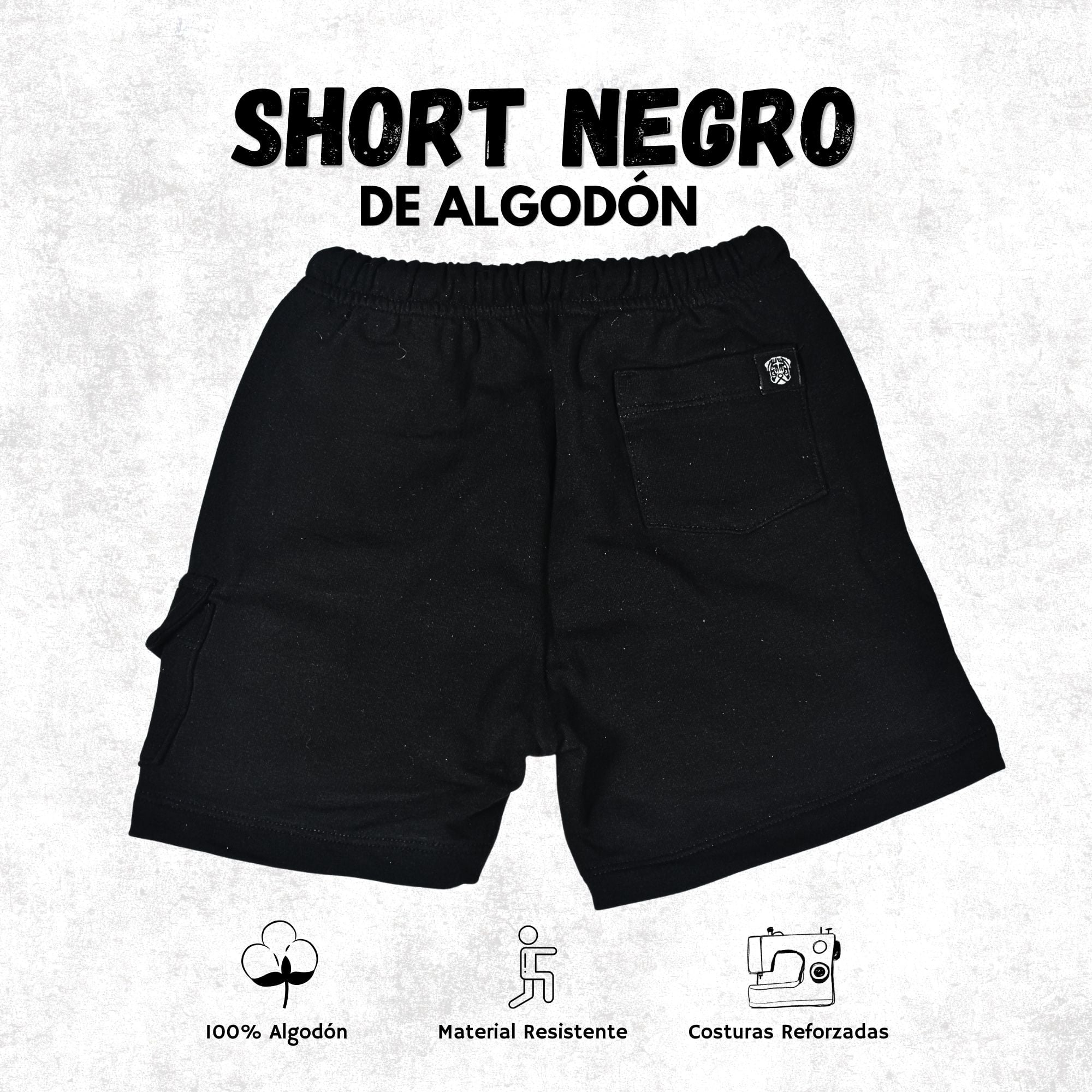 SHORT DE ALGODÓN FRENCH TERRY CASUAL NIÑO -YONISTERS CLOTHING NEGRO - 2