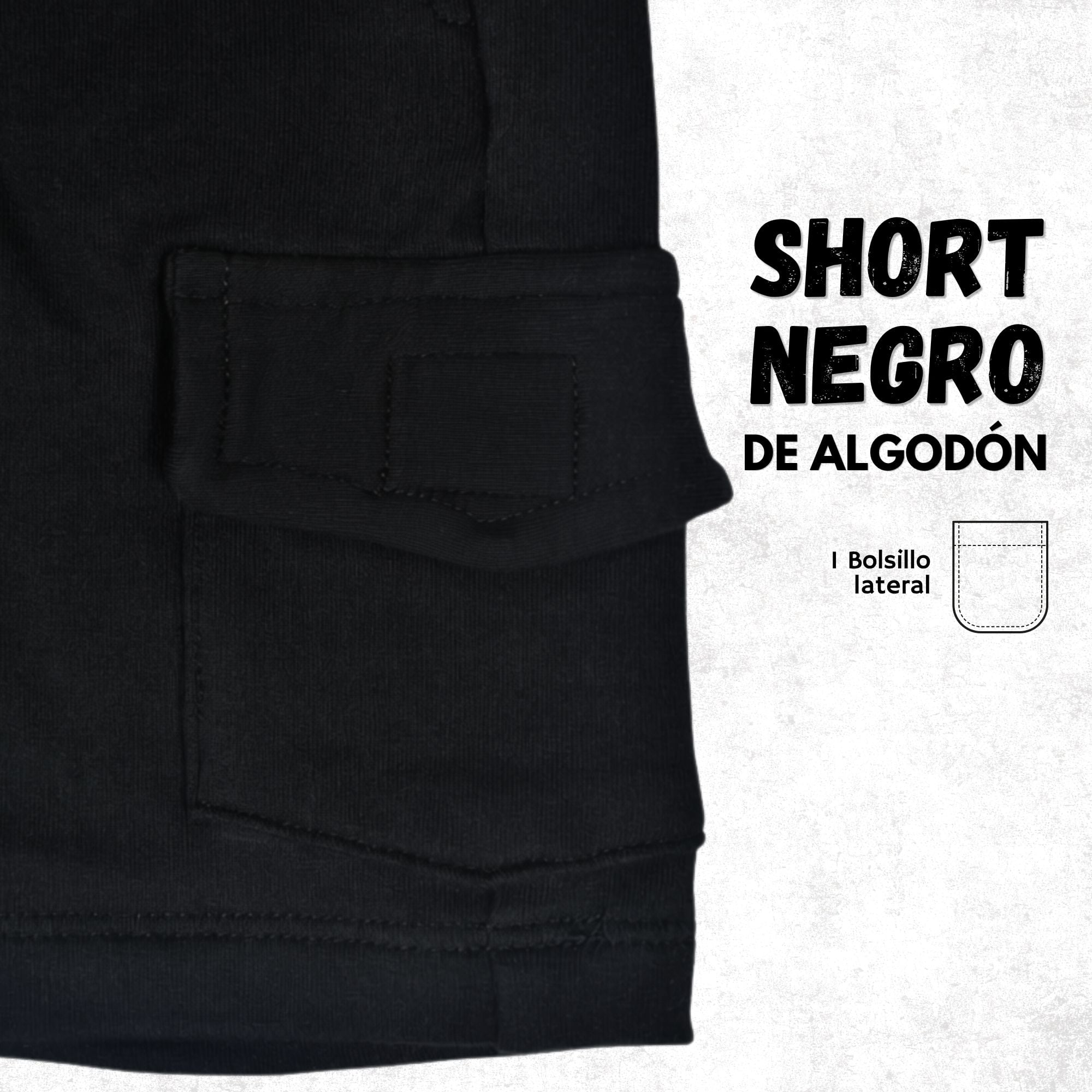 SHORT DE ALGODÓN FRENCH TERRY CASUAL NIÑO -YONISTERS CLOTHING NEGRO - 4