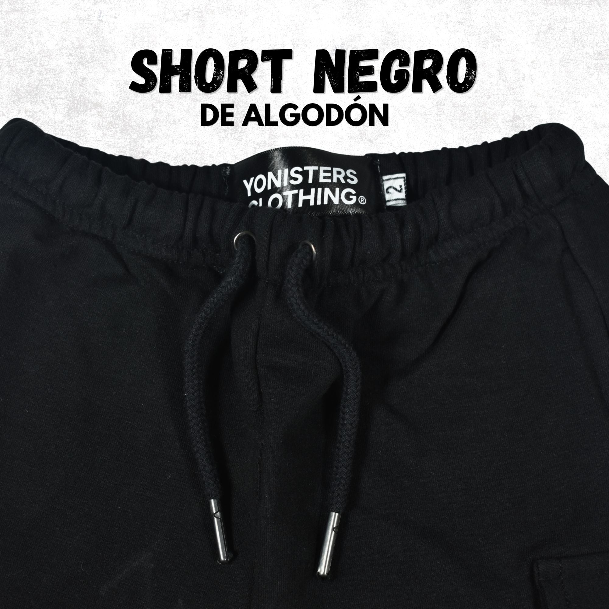 SHORT DE ALGODÓN FRENCH TERRY CASUAL NIÑO -YONISTERS CLOTHING NEGRO - 5