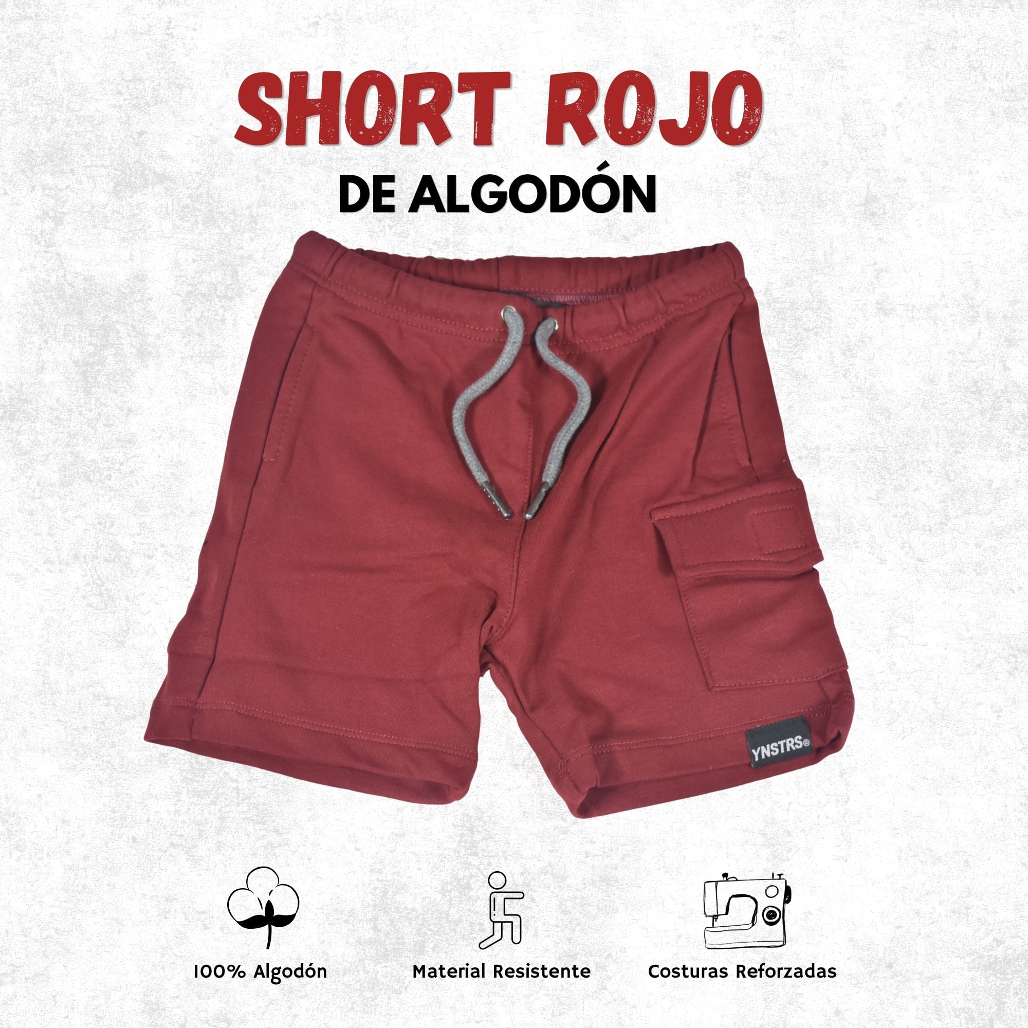 SHORT NIÑO  DE100% ALGODÓN FRENCH TERRY YONISTERS KIDS ROJO - 1
