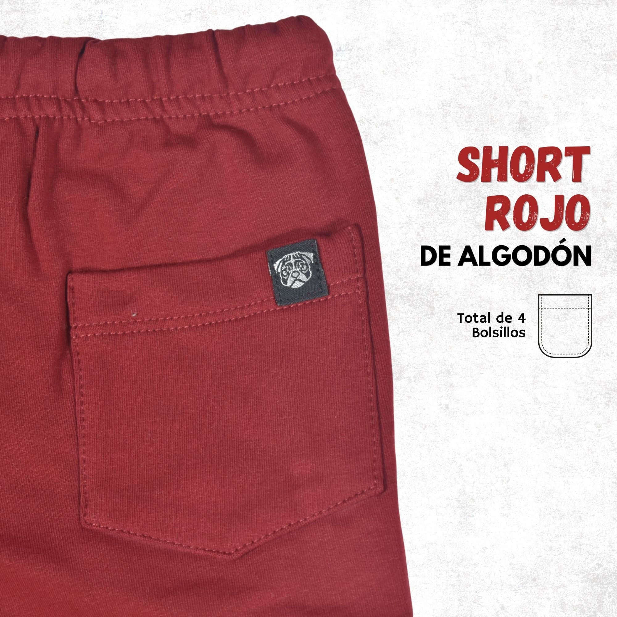 SHORT NIÑO  DE100% ALGODÓN FRENCH TERRY YONISTERS KIDS ROJO - 3