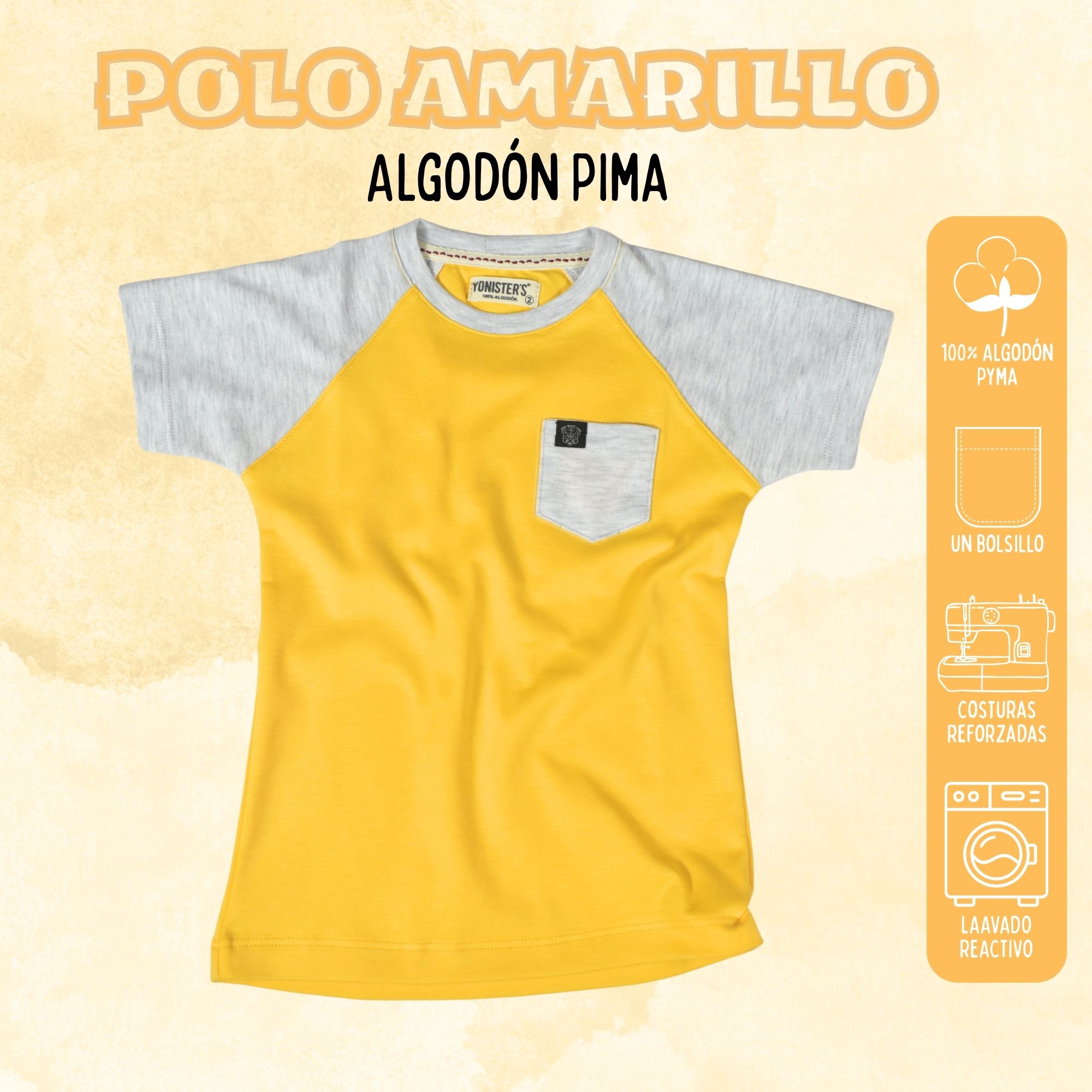 POLO NIÑO CASUAL DE ALGODÓN PIMA PERUANO YONISTERS AMARILLO - 1