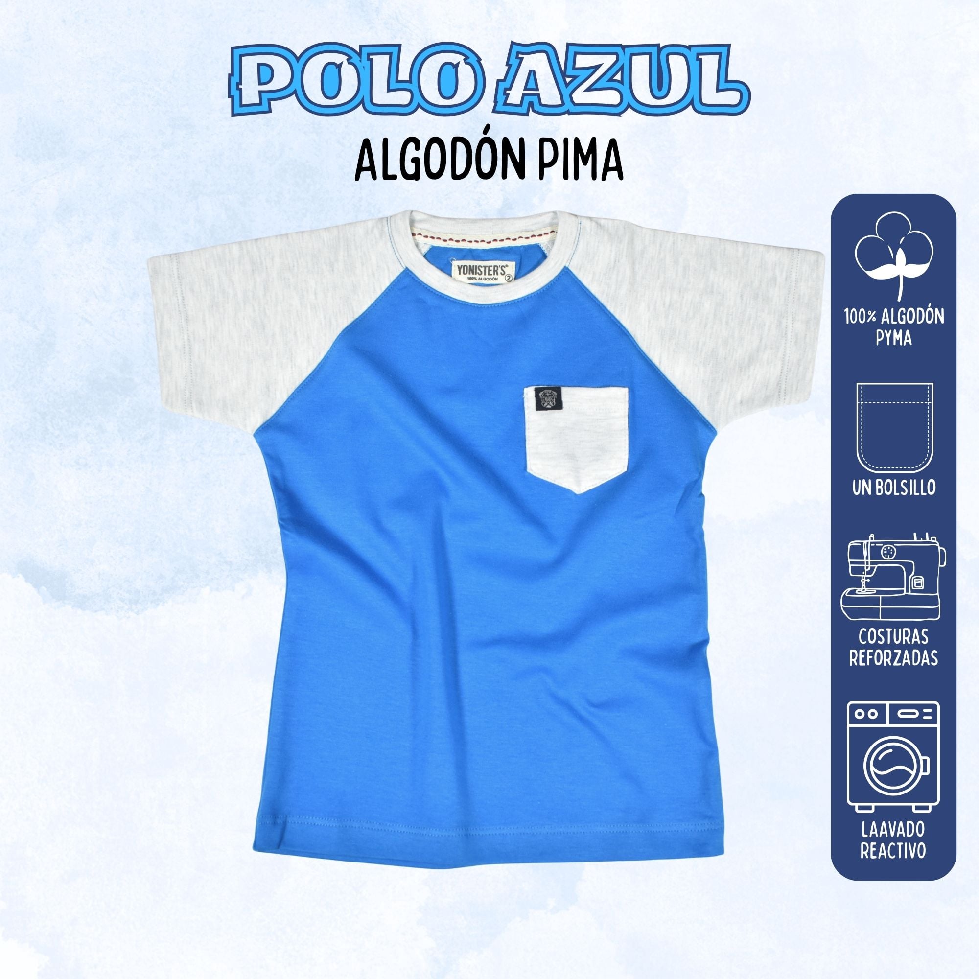 POLO NIÑO CASUAL DE ALGODÓN PIMA PERUANO YONISTERS AZUL - 1