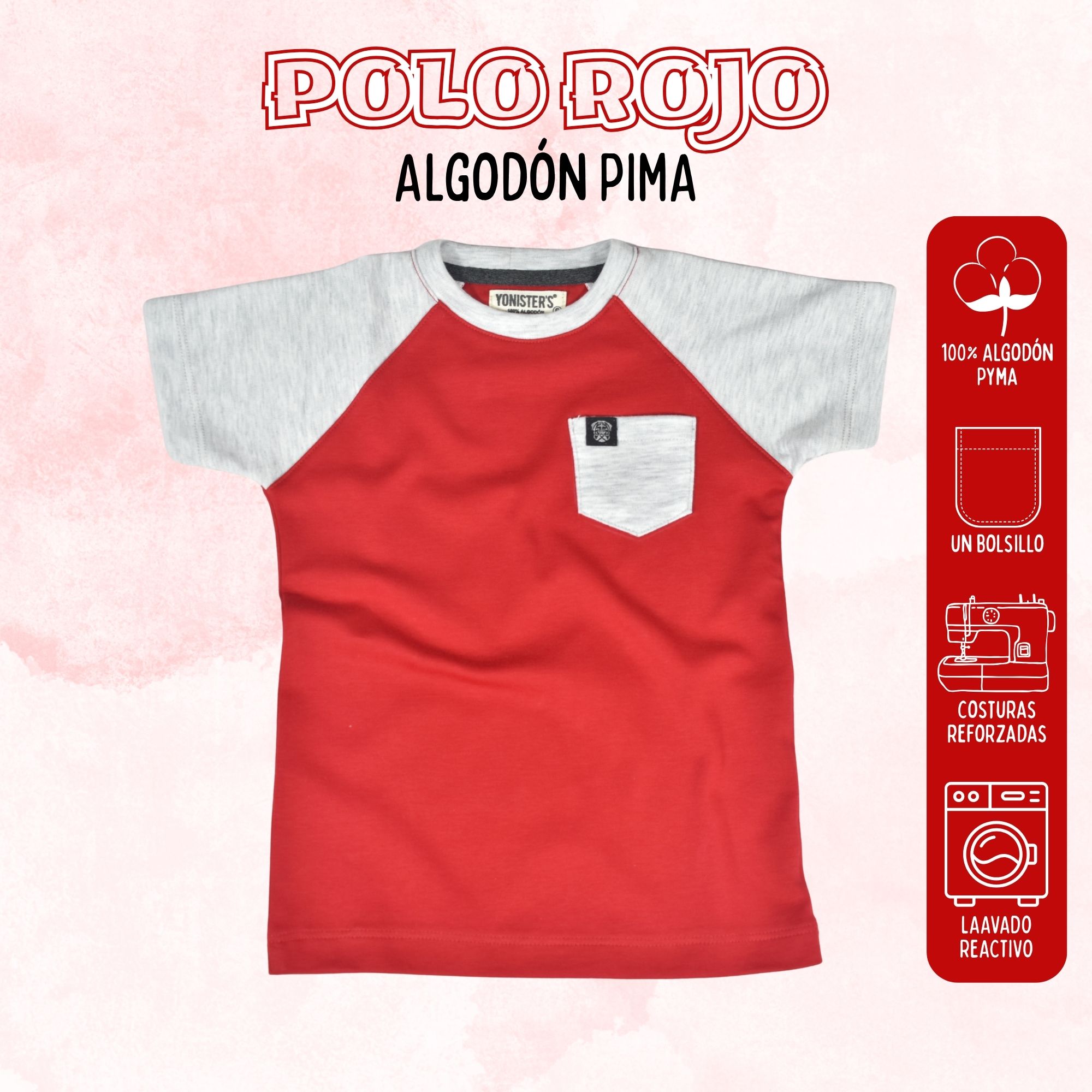 POLO NIÑO CASUAL DE ALGODÓN PIMA PERUANO YONISTERS ROJO - 1