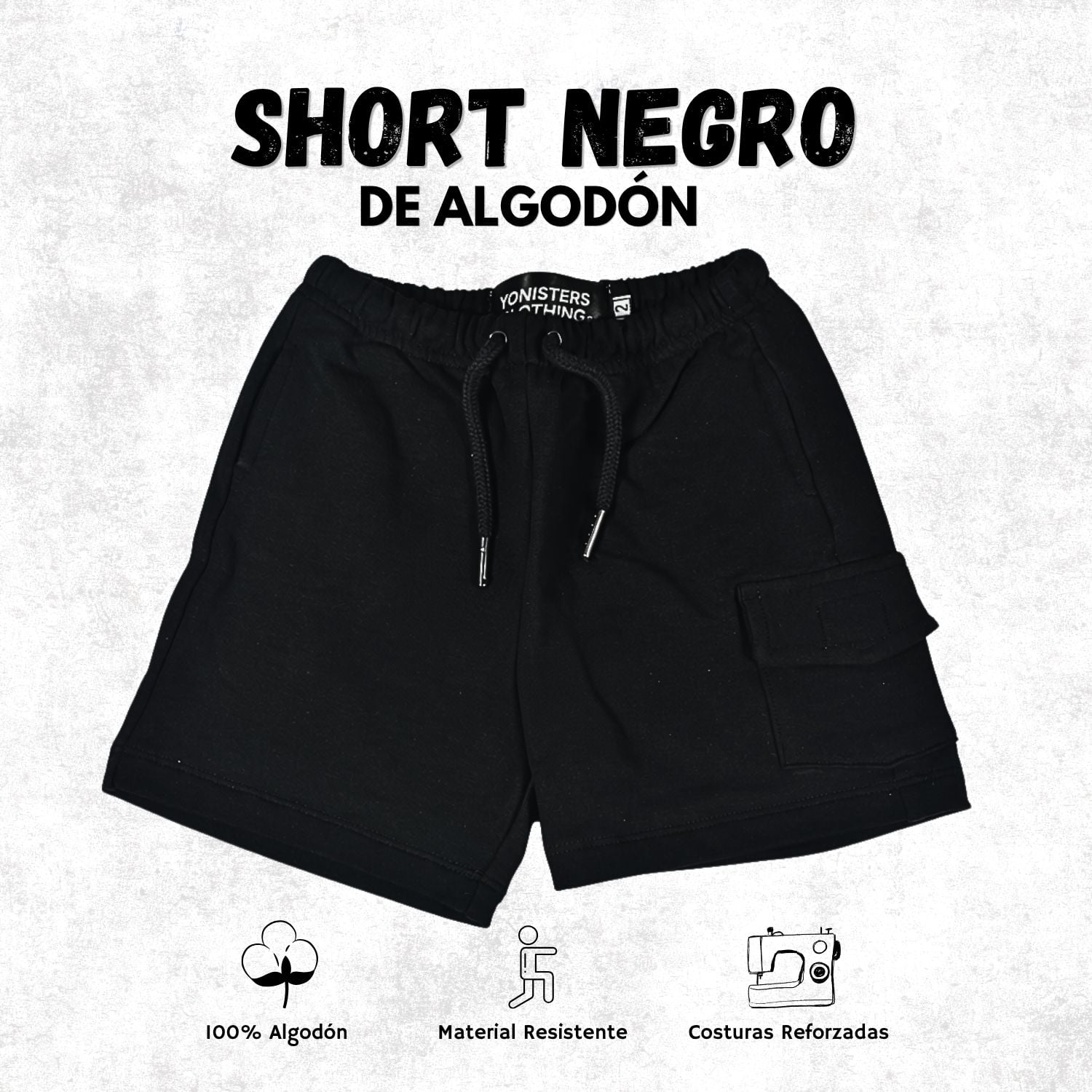 SHORT CASUAL NIÑO ALGODÓN FRENCH TERRY YONISTERS KIDS NEGRO - 1