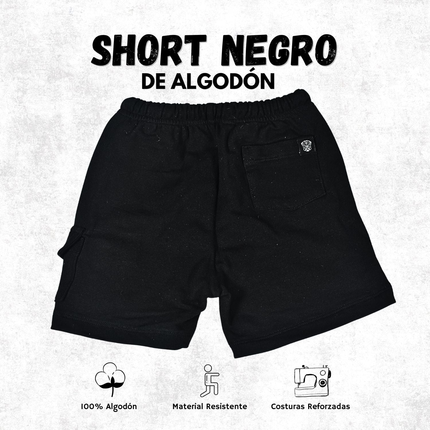 SHORT CASUAL NIÑO ALGODÓN FRENCH TERRY YONISTERS KIDS NEGRO - 2
