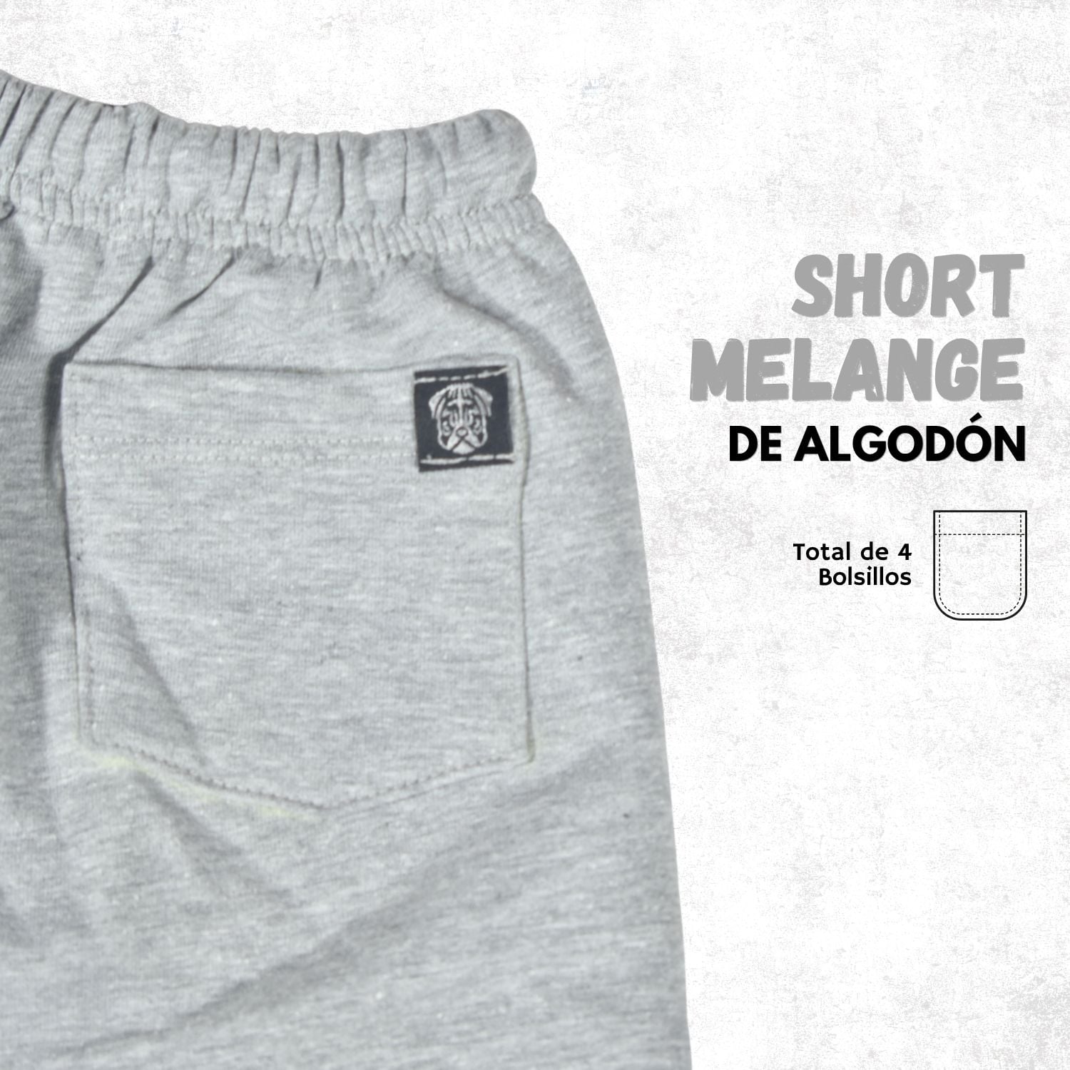 SHORT CASUAL NIÑO ALGODÓN FRENCH TERRY YONISTERS KIDS GRIS MELANGE - 3