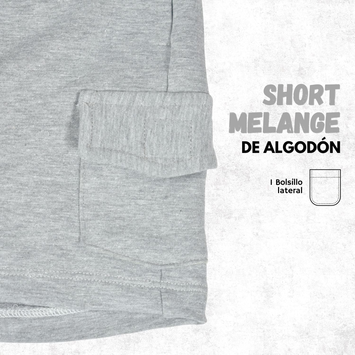 SHORT CASUAL NIÑO ALGODÓN FRENCH TERRY YONISTERS KIDS GRIS MELANGE - 4