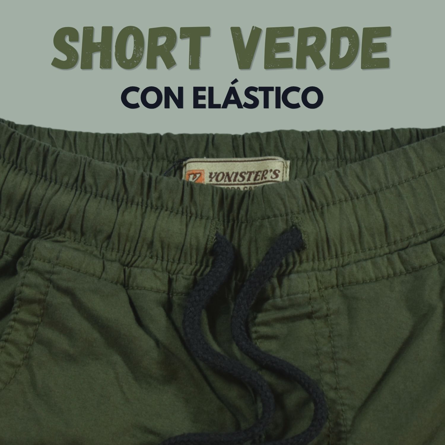SHORT CON ELÁSTICO NIÑO CASUAL ALGODÓN DRILL TAFETA YONISTERS VERDE - 5