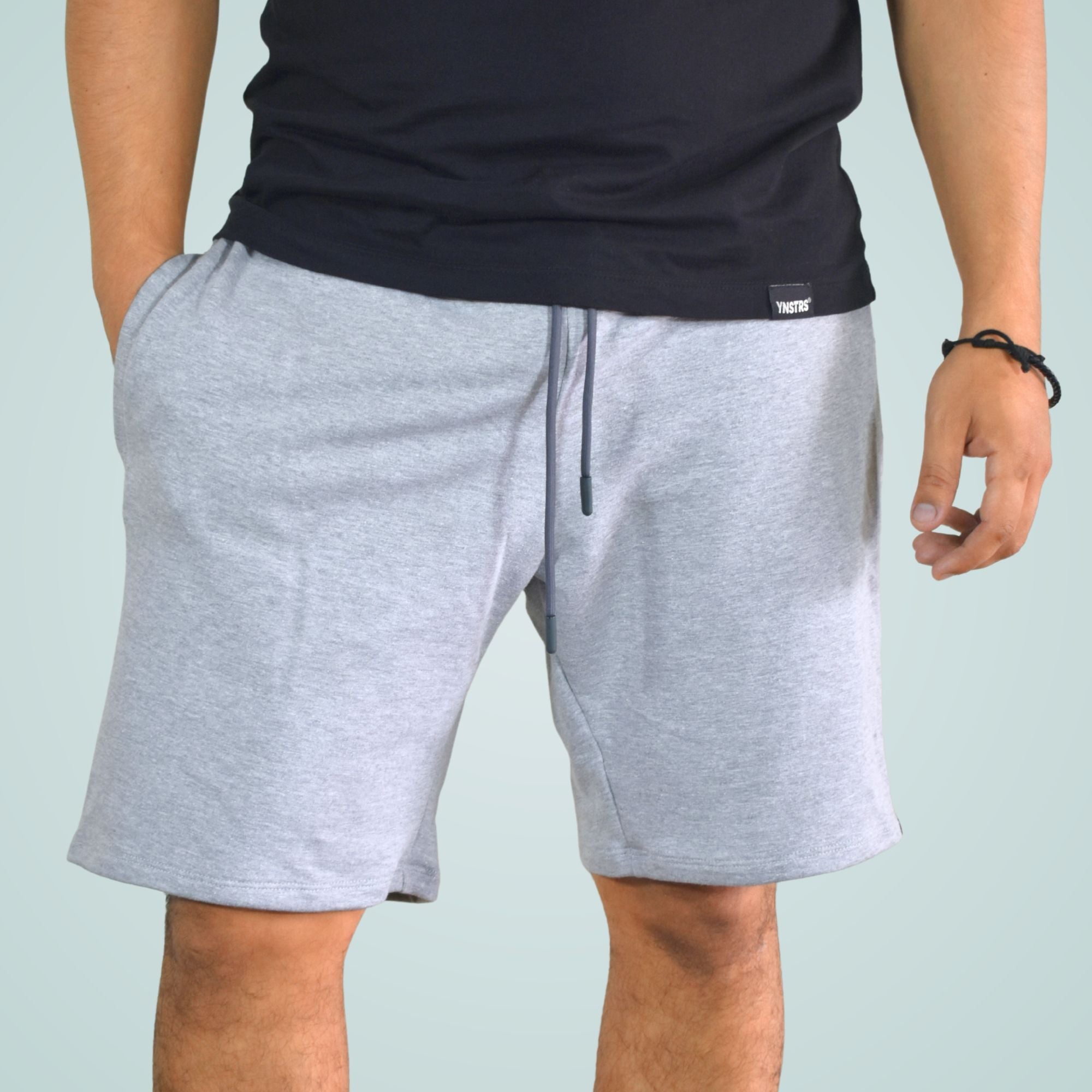 SHORT HOMBRE CASUAL DE ALGODÓN FRENCH TERRY CON CIERRE YONISTERS GRIS MELANGE - 1