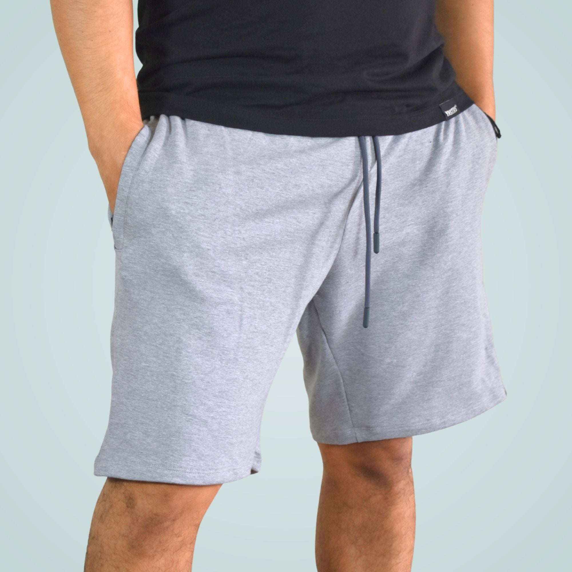 SHORT HOMBRE CASUAL DE ALGODÓN FRENCH TERRY CON CIERRE YONISTERS GRIS MELANGE - 2