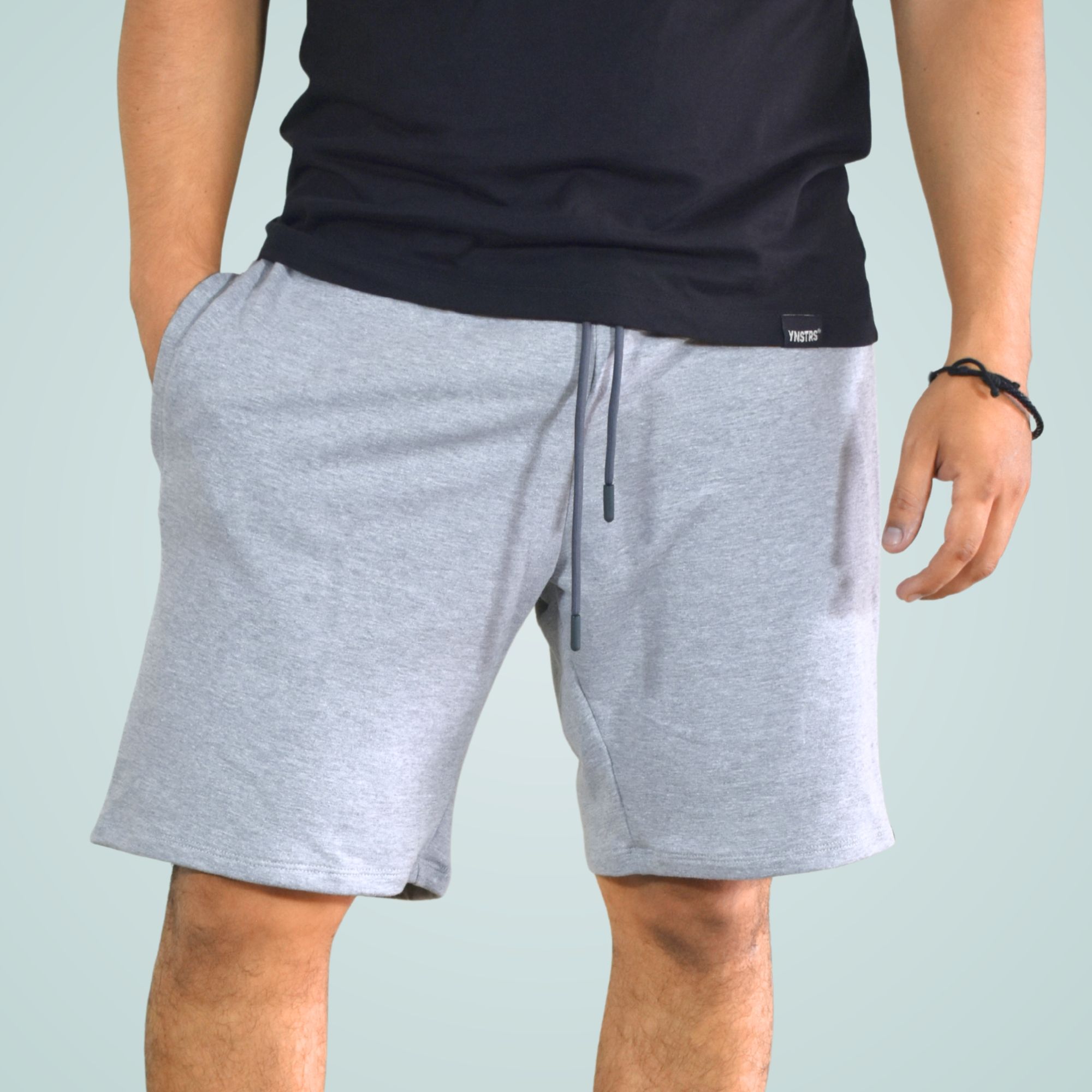 SHORT HOMBRE CASUAL DE ALGODÓN FRENCH TERRY CON CIERRE YONISTERS GRIS MELANGE - 3
