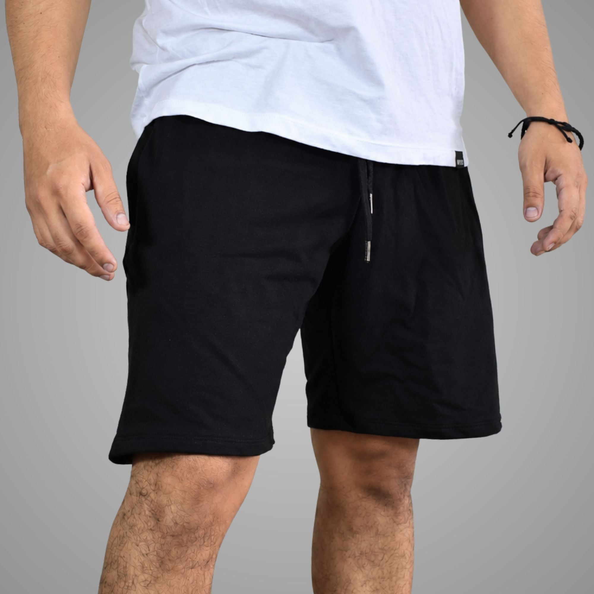 SHORT HOMBRE CASUAL DE ALGODÓN FRENCH TERRY CON CIERRE YONISTERS NEGRO - 1
