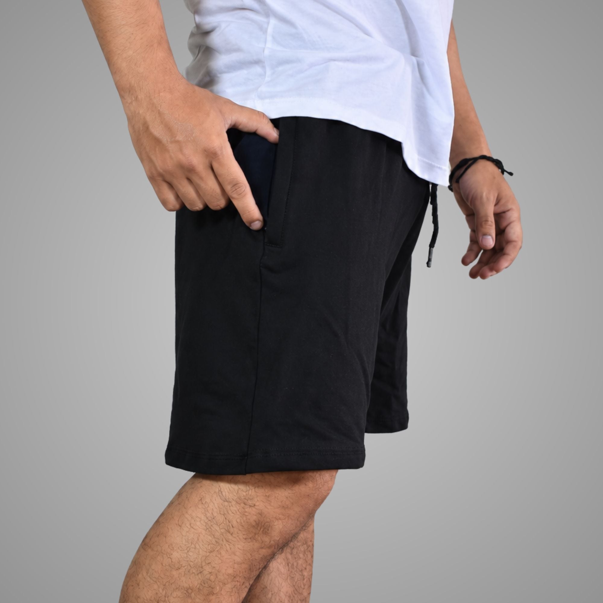 SHORT HOMBRE CASUAL DE ALGODÓN FRENCH TERRY CON CIERRE YONISTERS NEGRO - 3