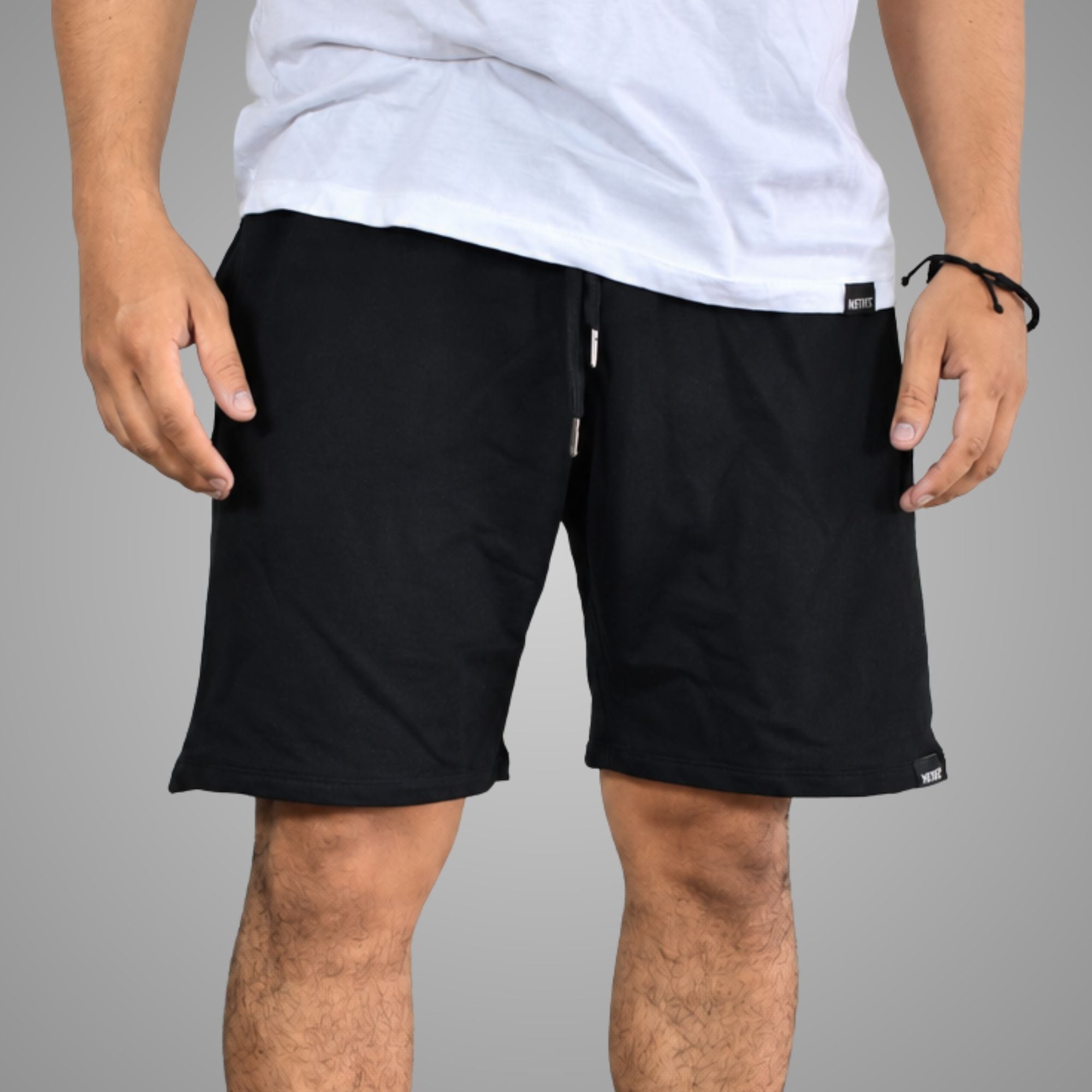 SHORT HOMBRE CASUAL DE ALGODÓN FRENCH TERRY CON CIERRE YONISTERS NEGRO - 4