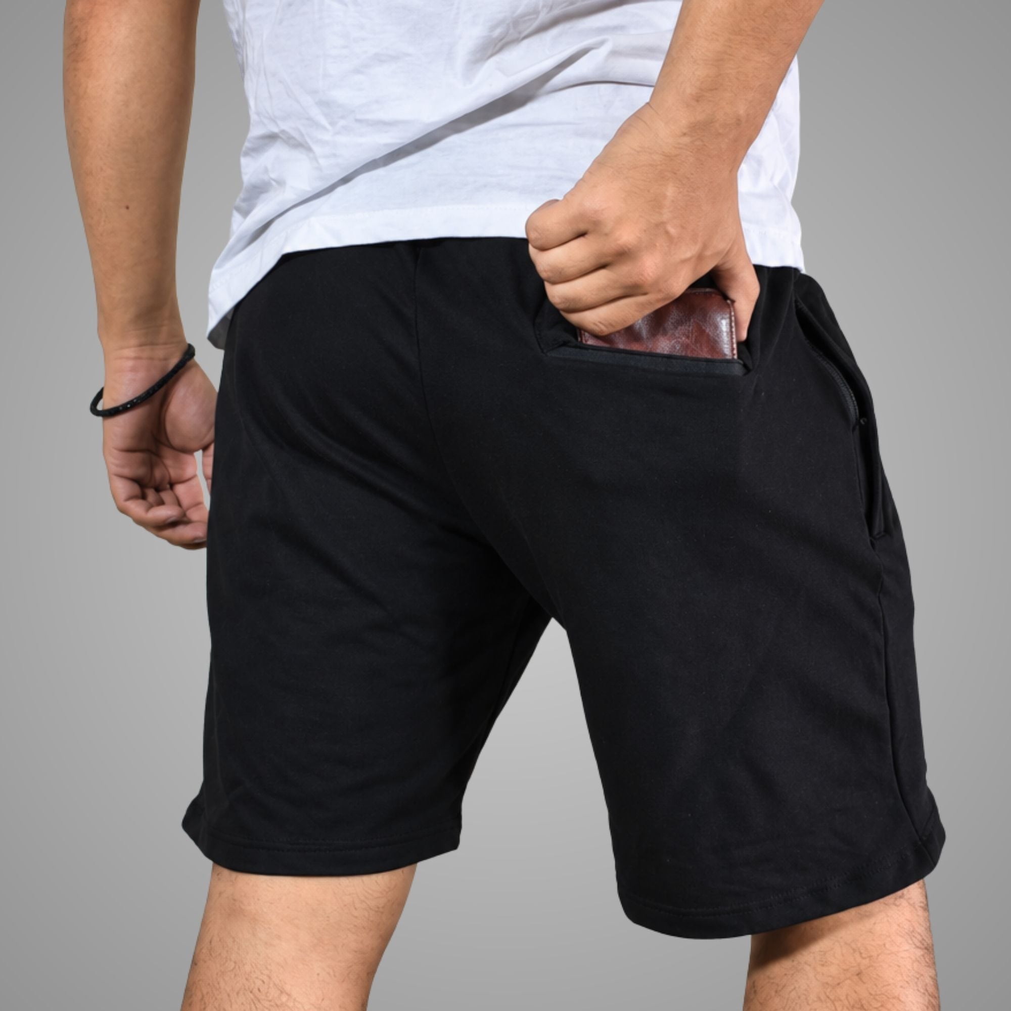SHORT HOMBRE CASUAL DE ALGODÓN FRENCH TERRY CON CIERRE YONISTERS NEGRO - 5