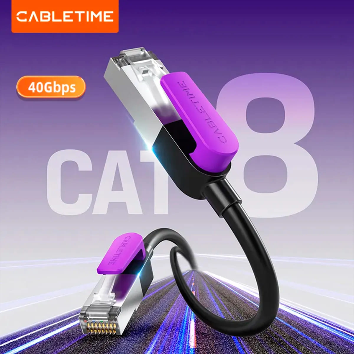 CABLE ETHERNET CAT8 CABLETIME CN80N S/STP 40GBPS 2000MHZ 3M NEGRO - 3