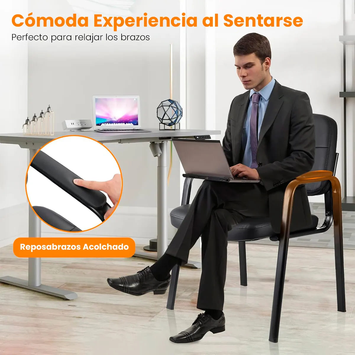 SILLA DE ESPERA HAVEN KEY ERGONOMICA DE CUERO - 8