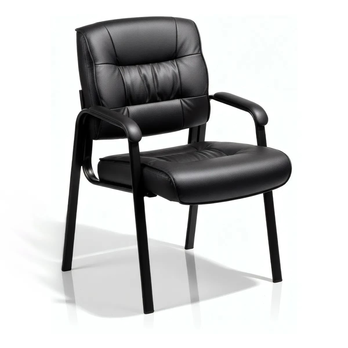 SILLA DE VISITA FIJA HAVEN AXIS ERGONOMICA DE CUERO DE BASE METALICA - 2