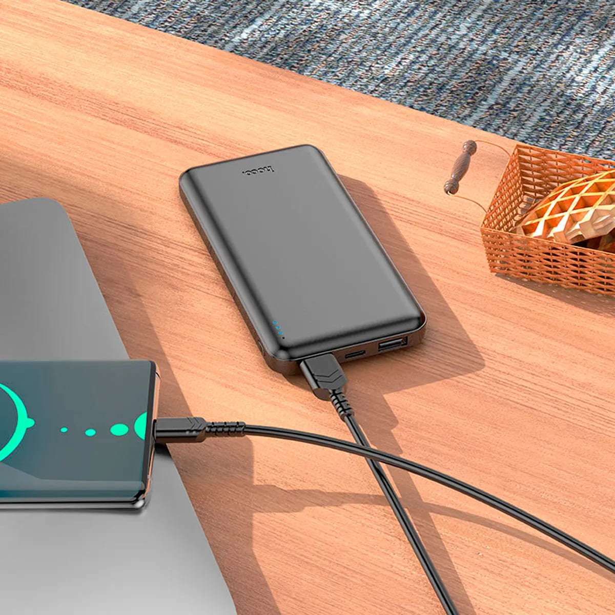 POWER BANK HOCO J100 10000MAH 2.1A USB-A X2 NEGRO - 4