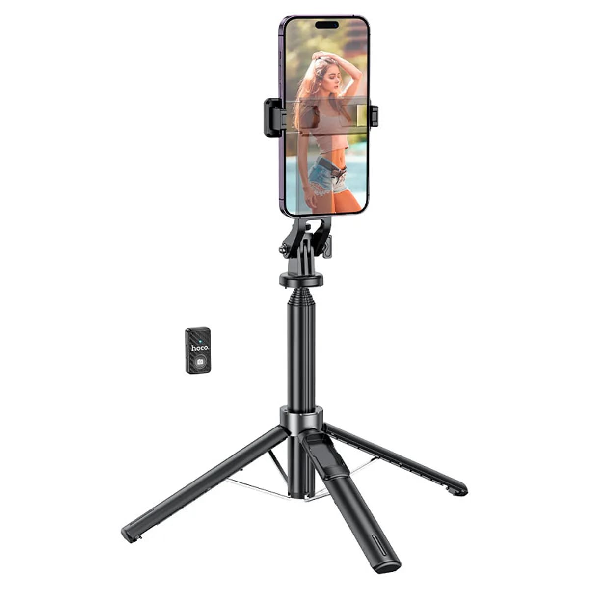 TRIPODE SELFIE STICK HOCO K21 STREAM CONTROL REMOTO NEGRO - 1