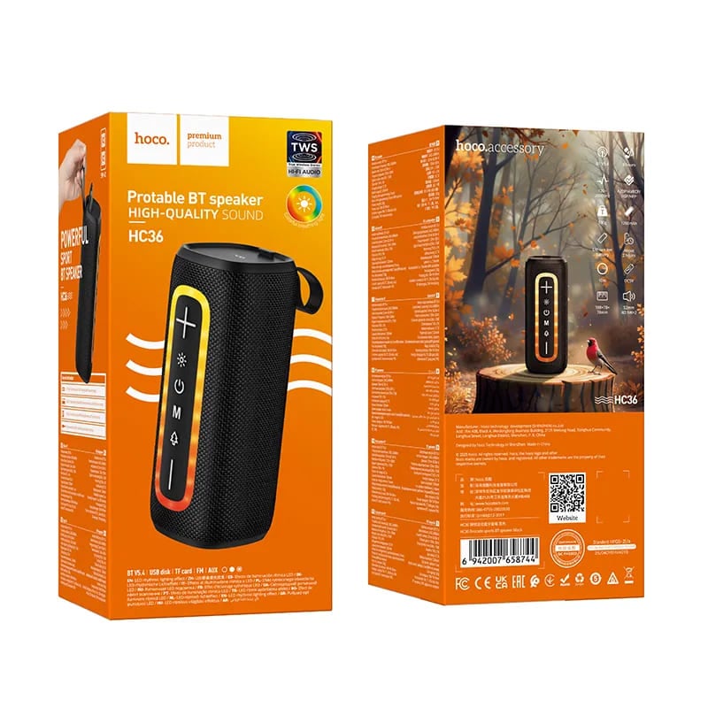 PARLANTE HOCO HC36 BLUETOOTH 5.4 FM TF TWS NEGRO - 2