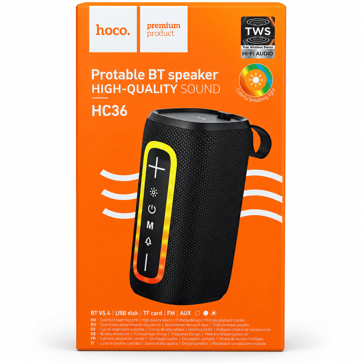 PARLANTE HOCO HC36 BLUETOOTH 5.4 FM TF TWS NEGRO - 2