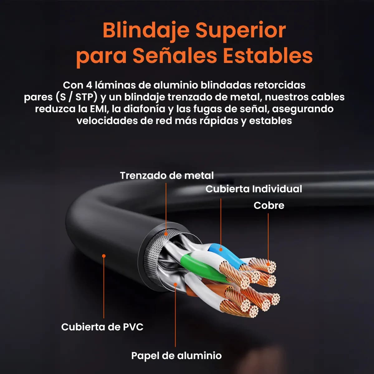 CABLE ETHERNET CAT8 CABLETIME CN80P S/STP 40 GBPS 2000MHZ 5M NEGRO - 6