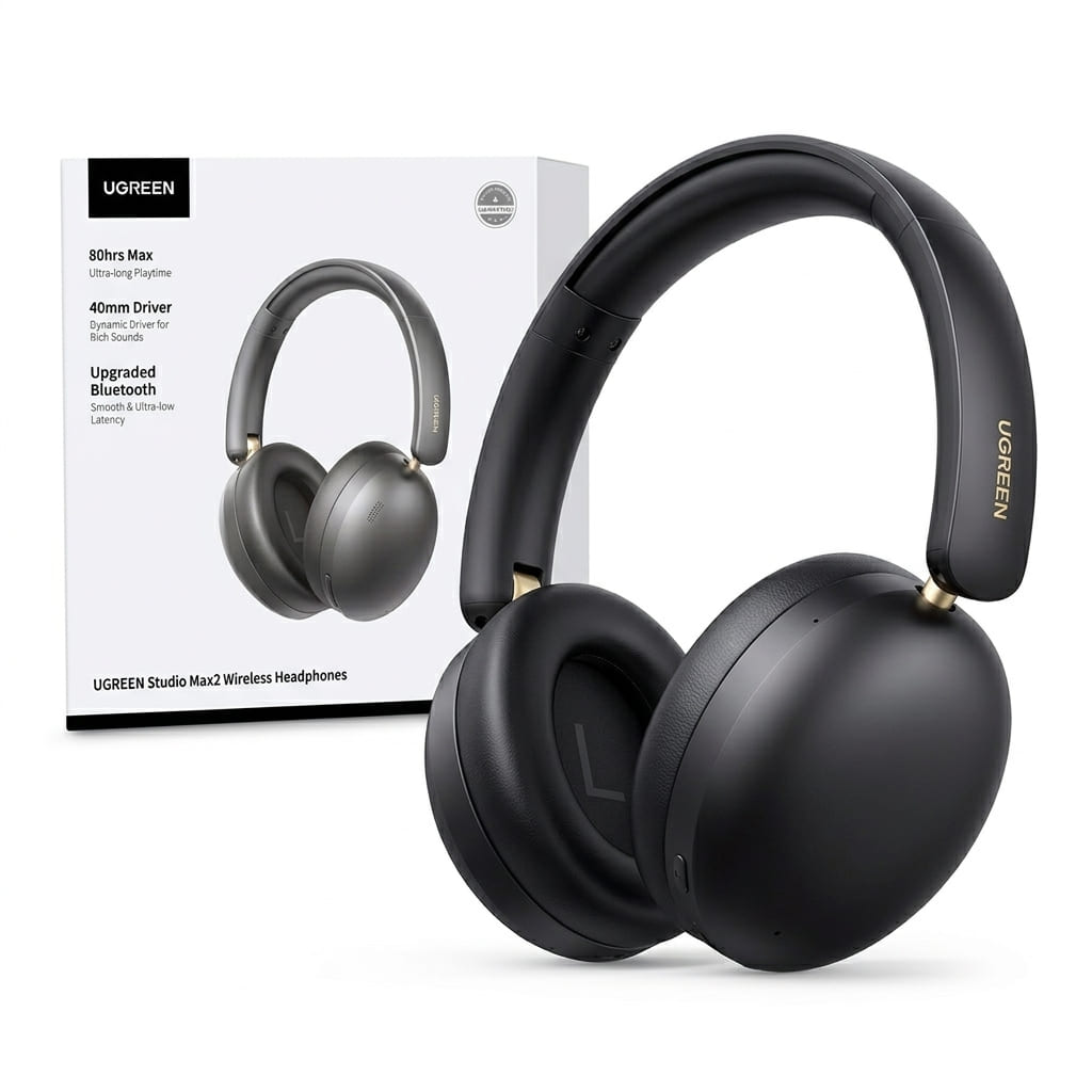 AUDIFONOS UGREEN HP205 STUDIO MAX2 ENC BLUETOOTH 5.4 OVER EAR 80H NEGRO - 1