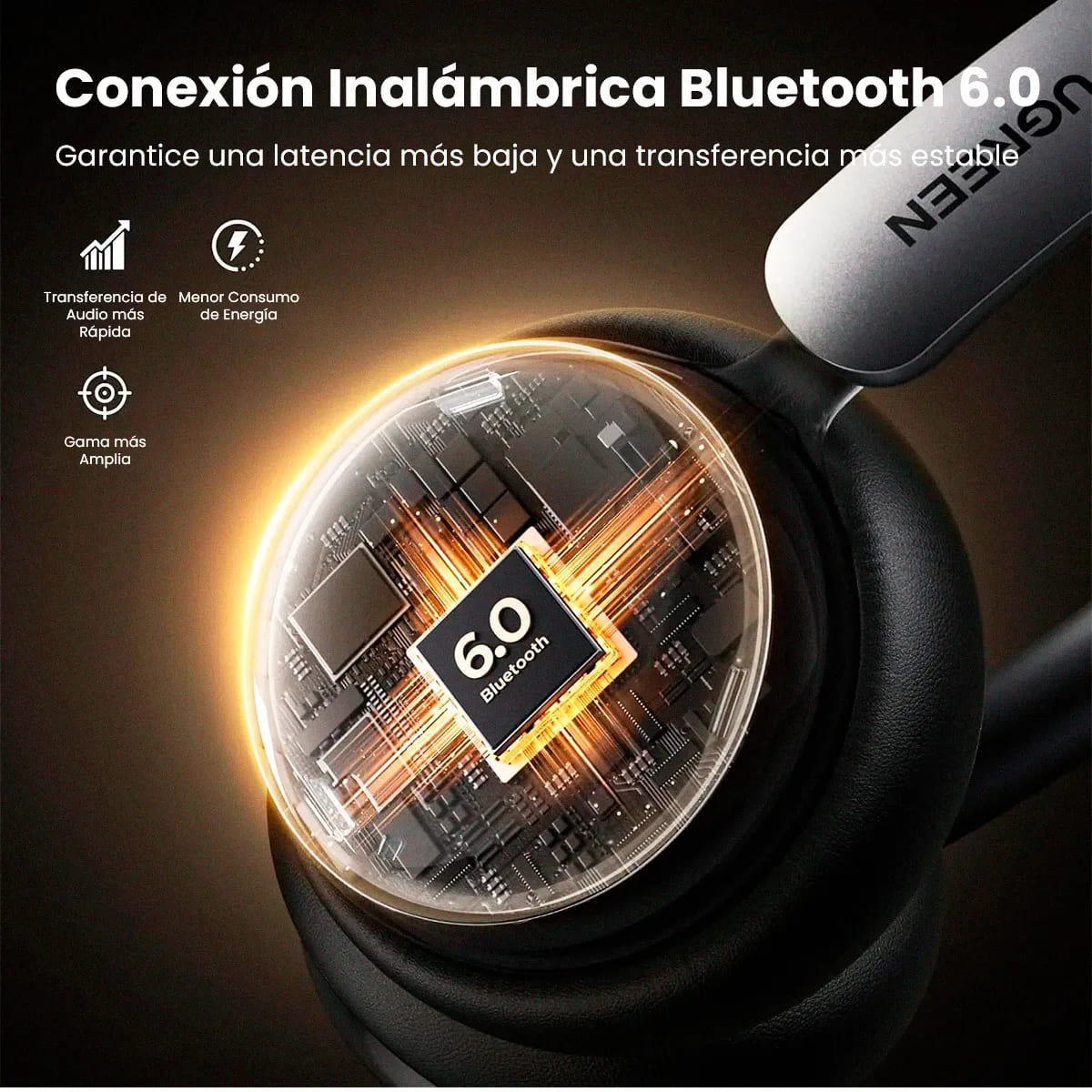 AUDÍFONOS UGREEN HP207 STUDIO PLUS ANC CANCELACIÓN ACTIVA RUIDO 80 HORAS - 3