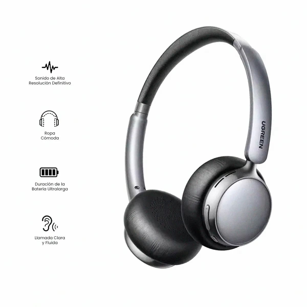 AUDÍFONOS UGREEN HP207 STUDIO PLUS ANC CANCELACIÓN ACTIVA RUIDO 80 HORAS - 4