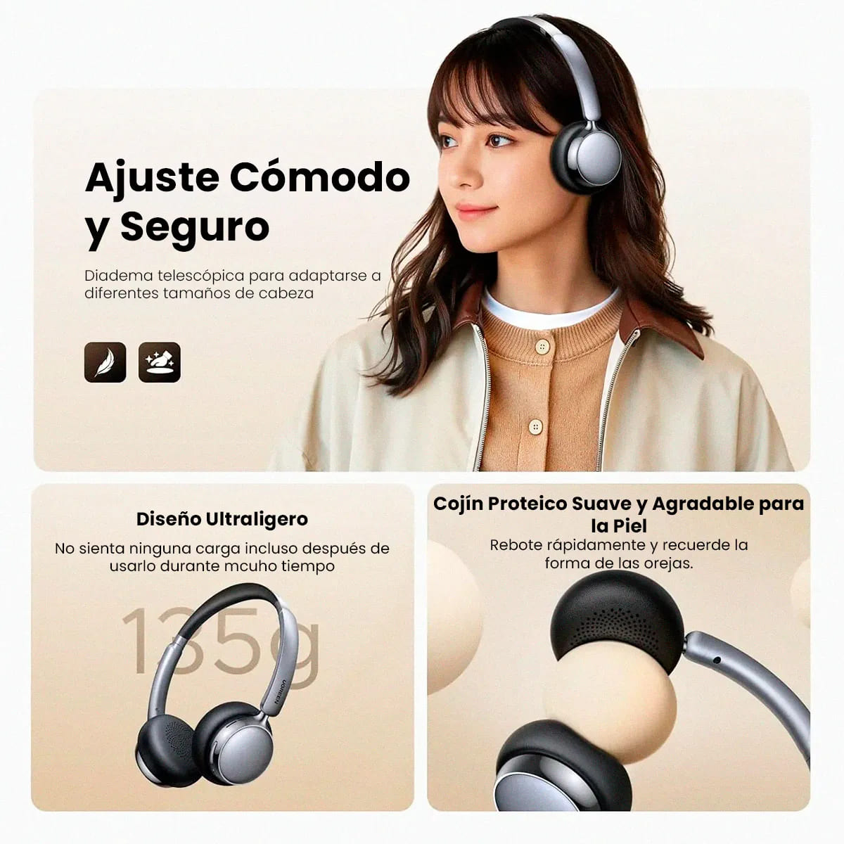 AUDÍFONOS UGREEN HP207 STUDIO PLUS ANC CANCELACIÓN ACTIVA RUIDO 80 HORAS - 5