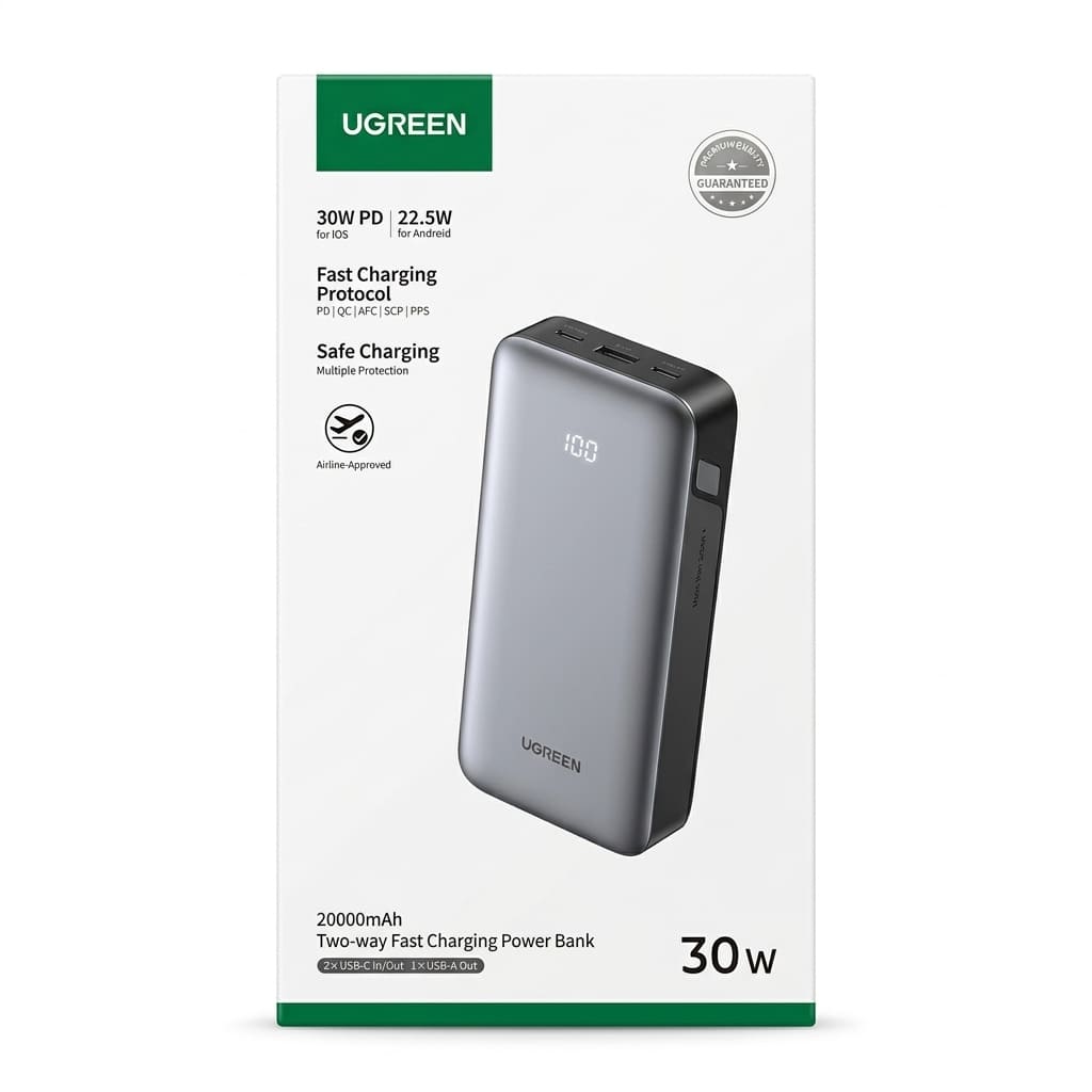 POWER BANK UGREEN PB532 20000 MAH 30W PD TIPO C PANTALLA LED - 6
