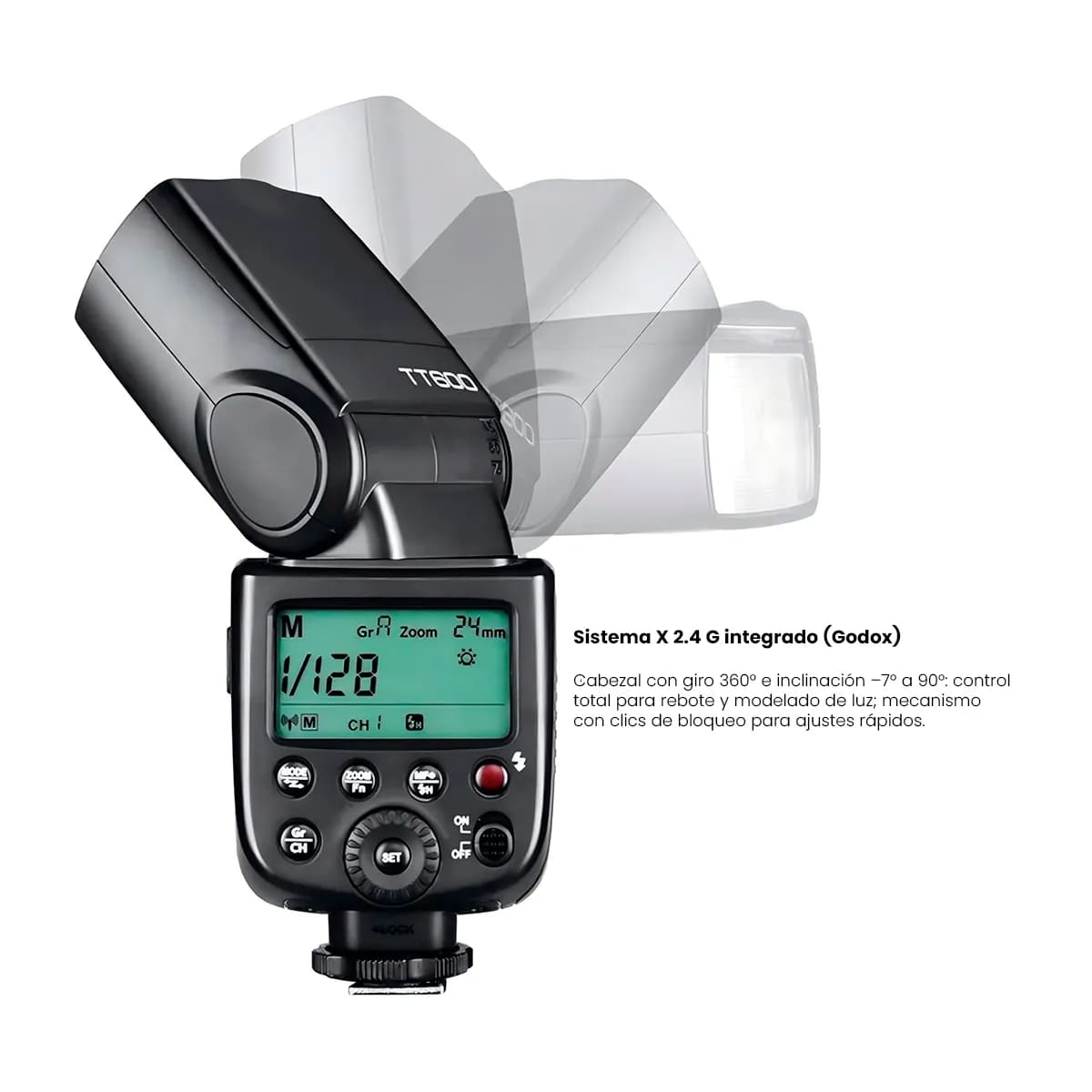 FLASH SPEEDLITE GODOX TT600 UNIVERSAL GN60 2.4G HSS 1/8000 S MAESTRO ESCLAVO - 9