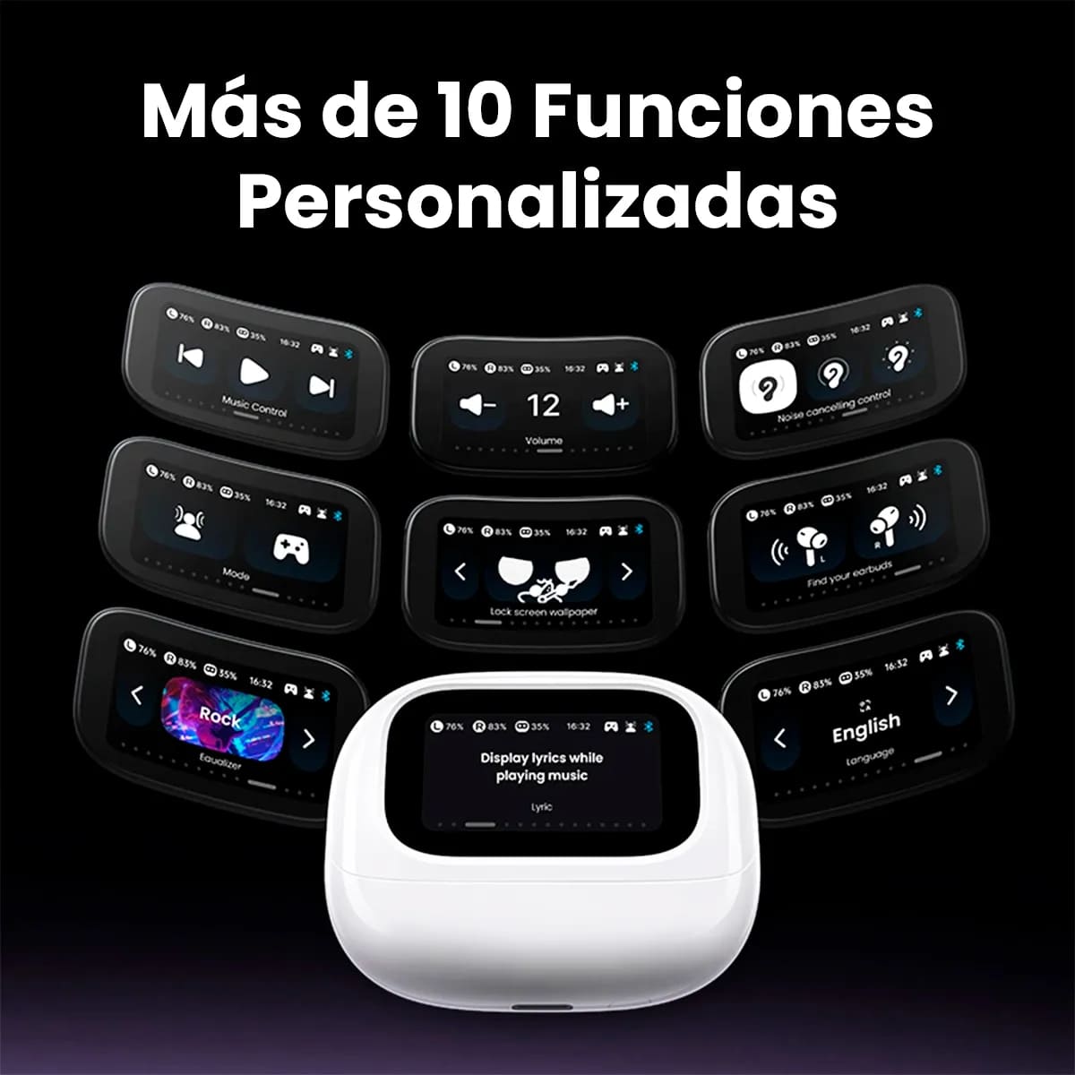 AUDIFONOS IN-EAR UGREEN WS211 BLUETOOTH 5.4 ANC 52DB HI-RES AUDIO TOUCHSCREEN  BLANCO - 7