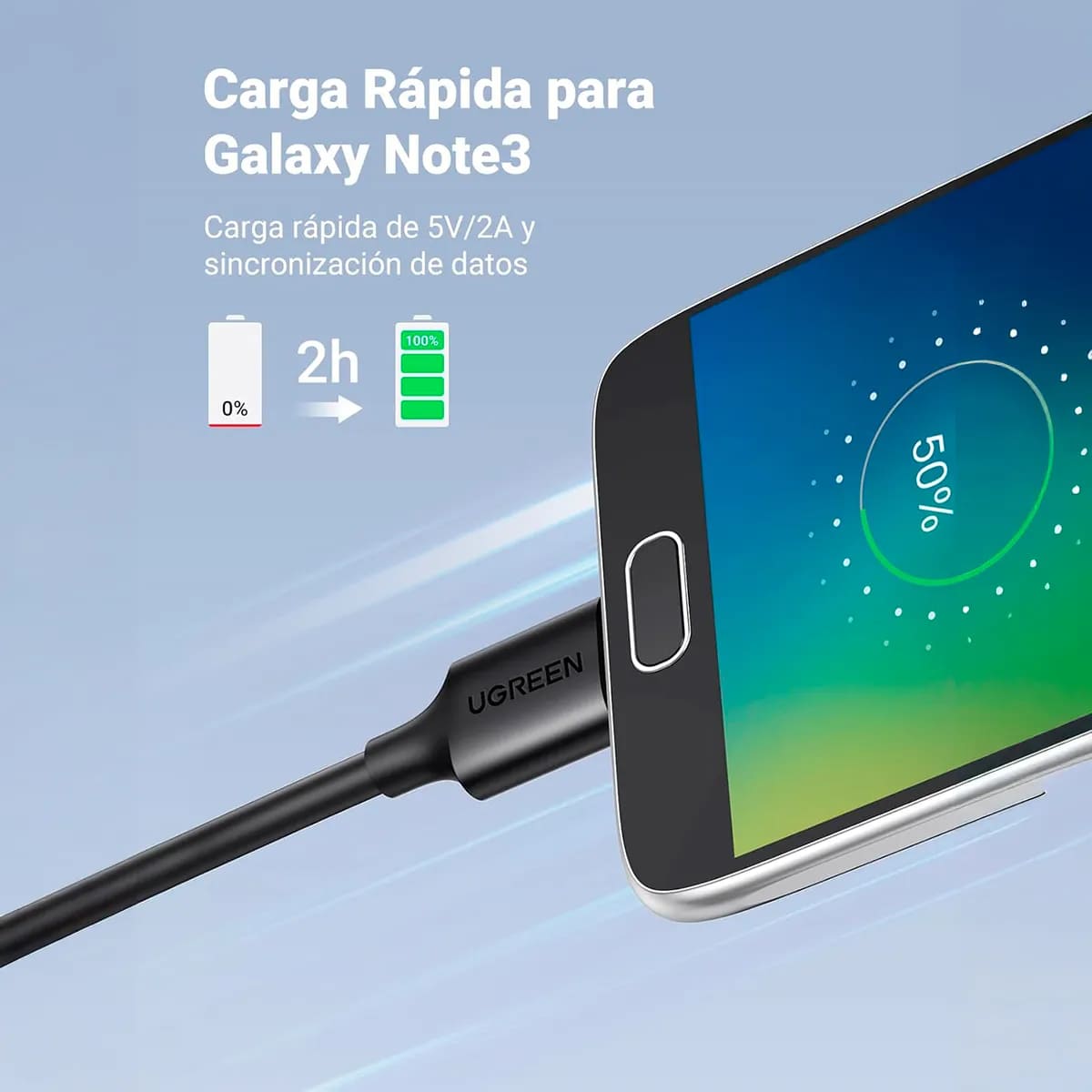 CABLE USB 3.0 A MICRO USB B 0.5M UGREEN 10840 5GBPS NEGRO - 5