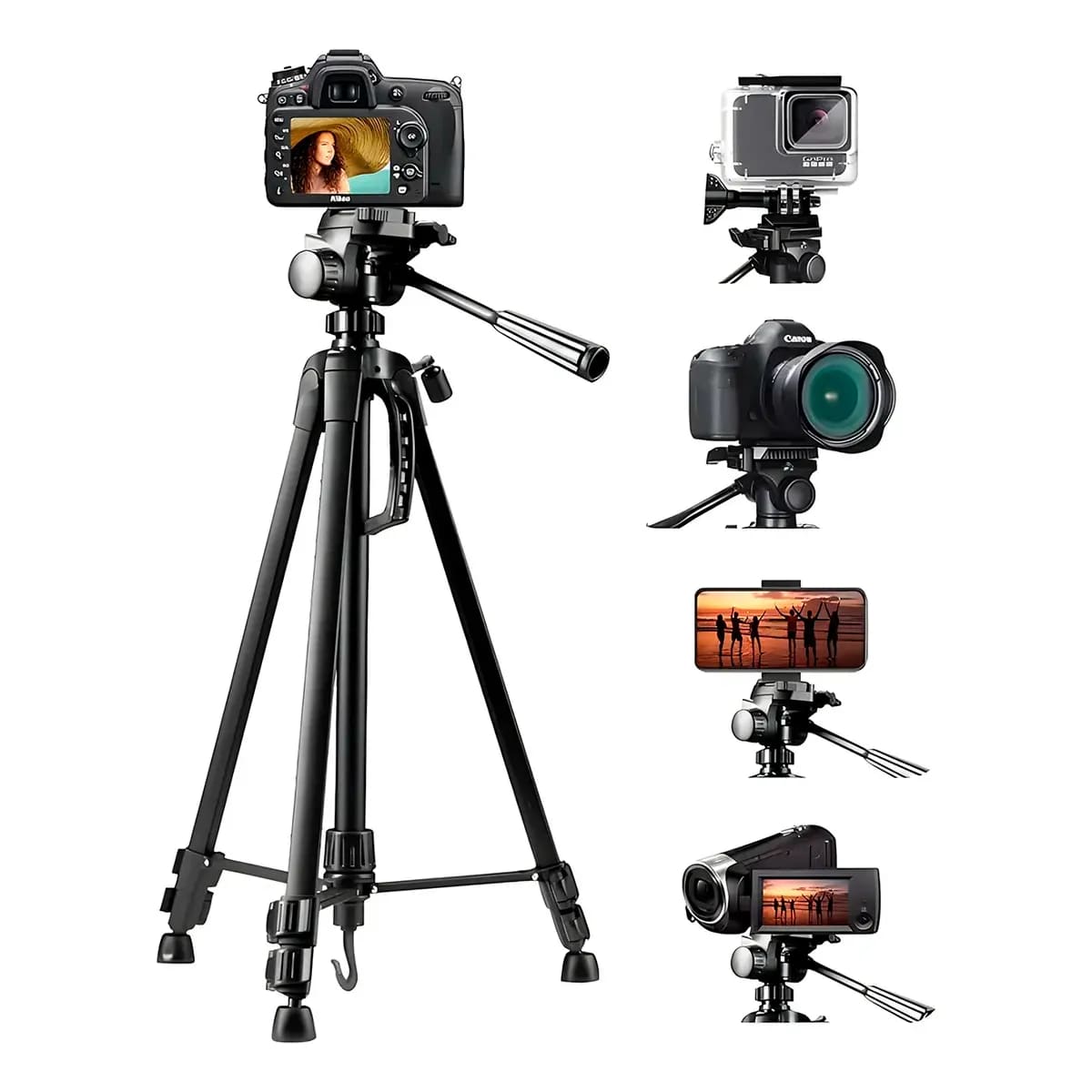 TRÍPODE PROFESIONAL WEIFENG WT-3560 170CM PARA CÁMARA CON FUNDA NEGRA - 1