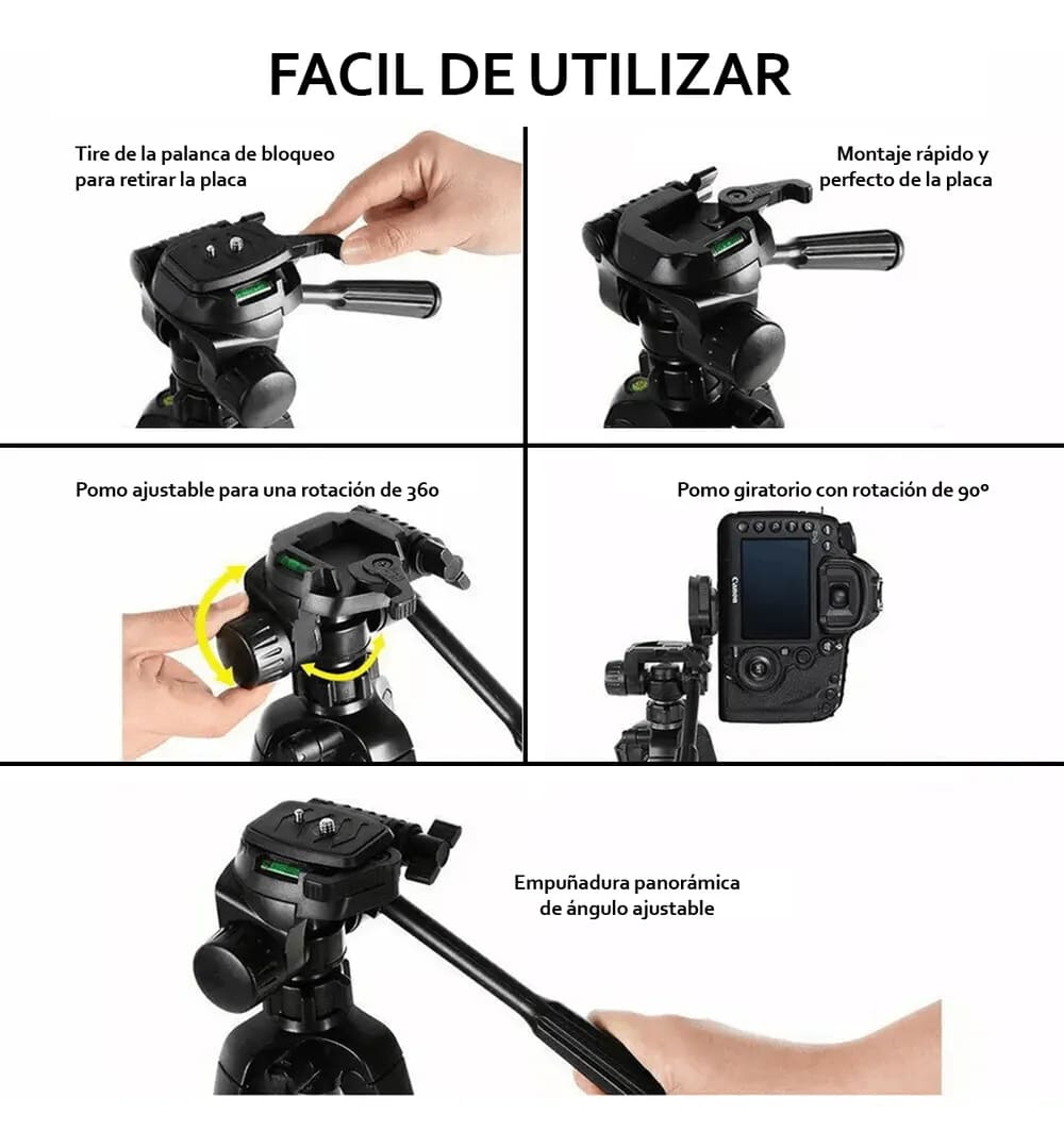 TRÍPODE PROFESIONAL WEIFENG WT-3560 170CM PARA CÁMARA CON FUNDA NEGRA - 2