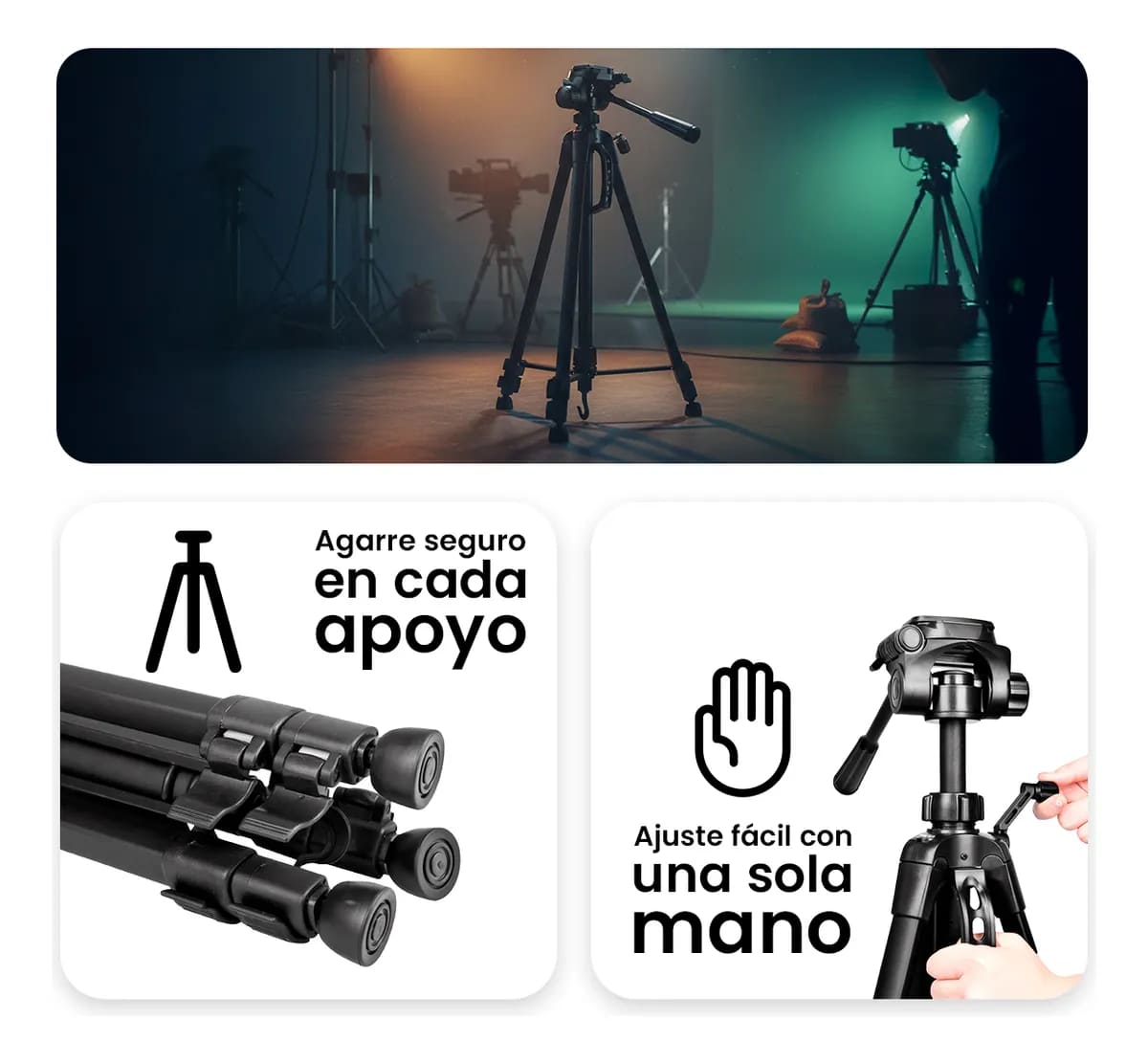 TRÍPODE PROFESIONAL WEIFENG WT-3560 170CM PARA CÁMARA CON FUNDA NEGRA - 5