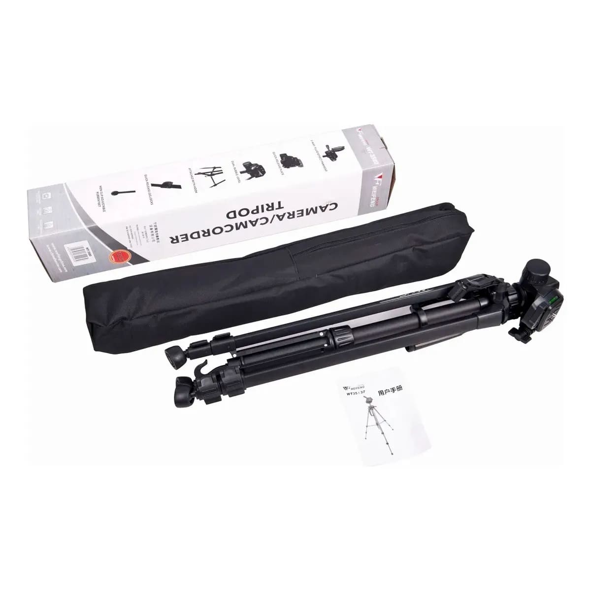 TRÍPODE PROFESIONAL WEIFENG WT-3560 170CM PARA CÁMARA CON FUNDA NEGRA - 9