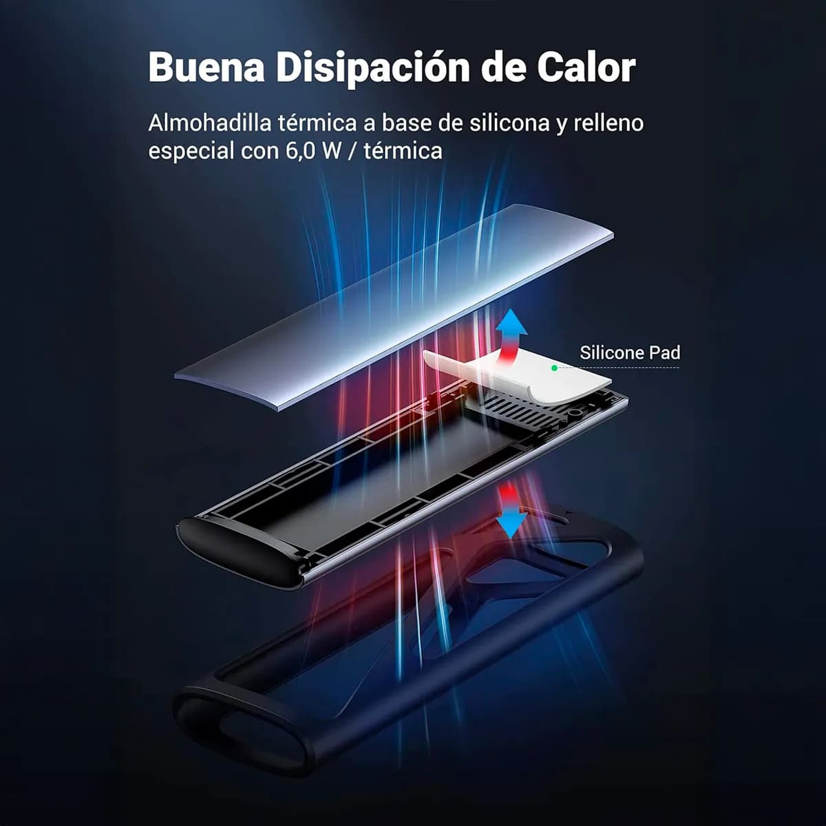 CARCASA SSD M.2 NVME/SATA UGREEN CM767 10 GBPS DISIPACION DE CALOR - 6