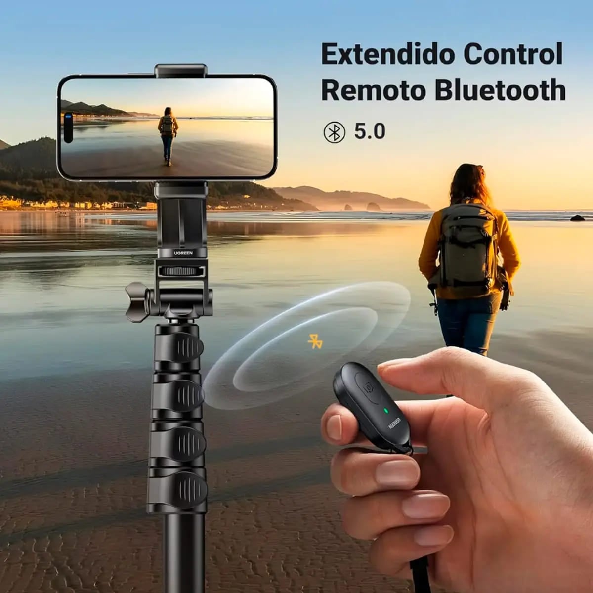 TRIPODE SELFIE STICK UGREEN SOPORTE 2 EN 1 LP680 CONTROL BLUETOOTH 1.8MTS - 7