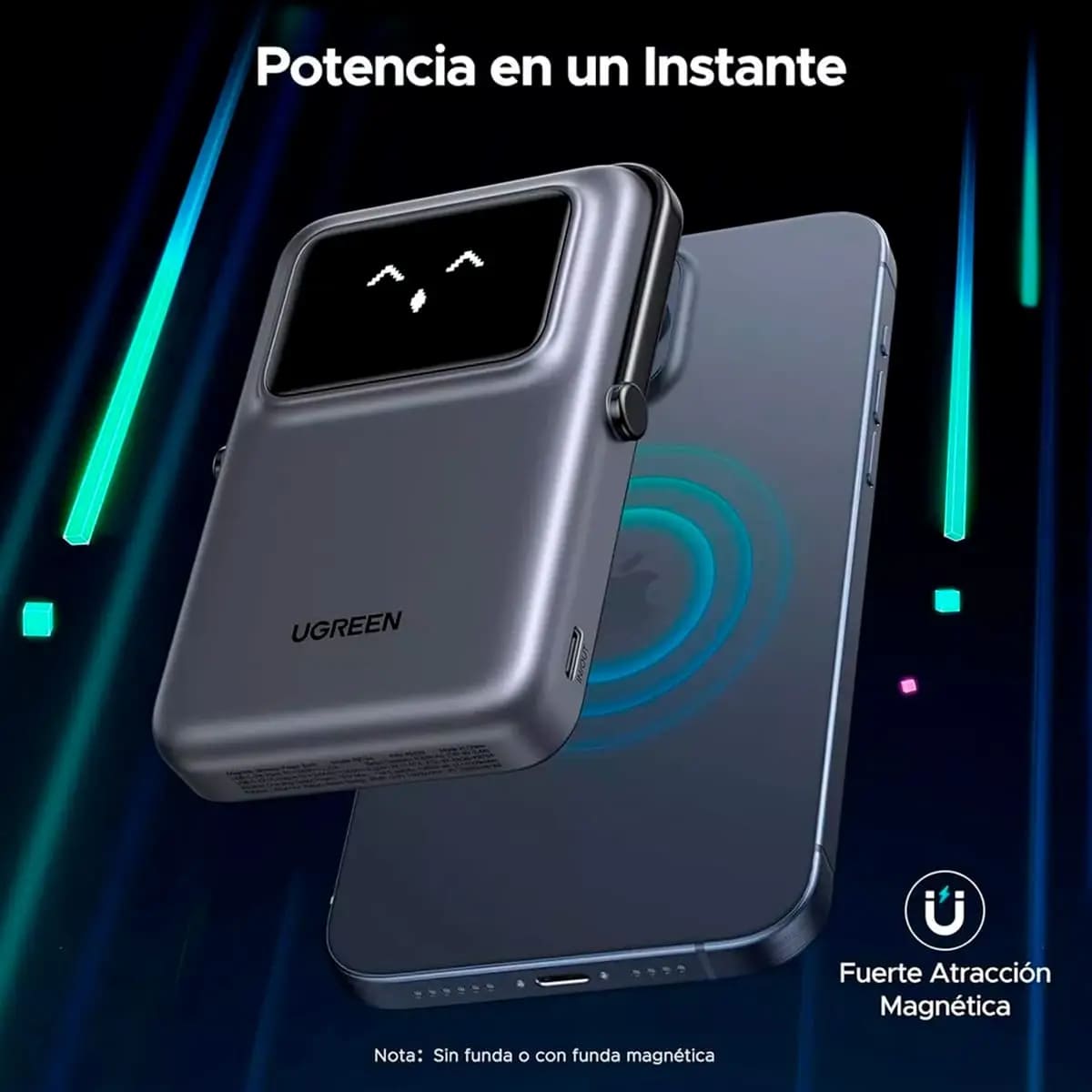 POWER BANK UGREEN PB572 10000MAH 20W MAGNETICO PANTALLA DIGITAL GRIS - 2
