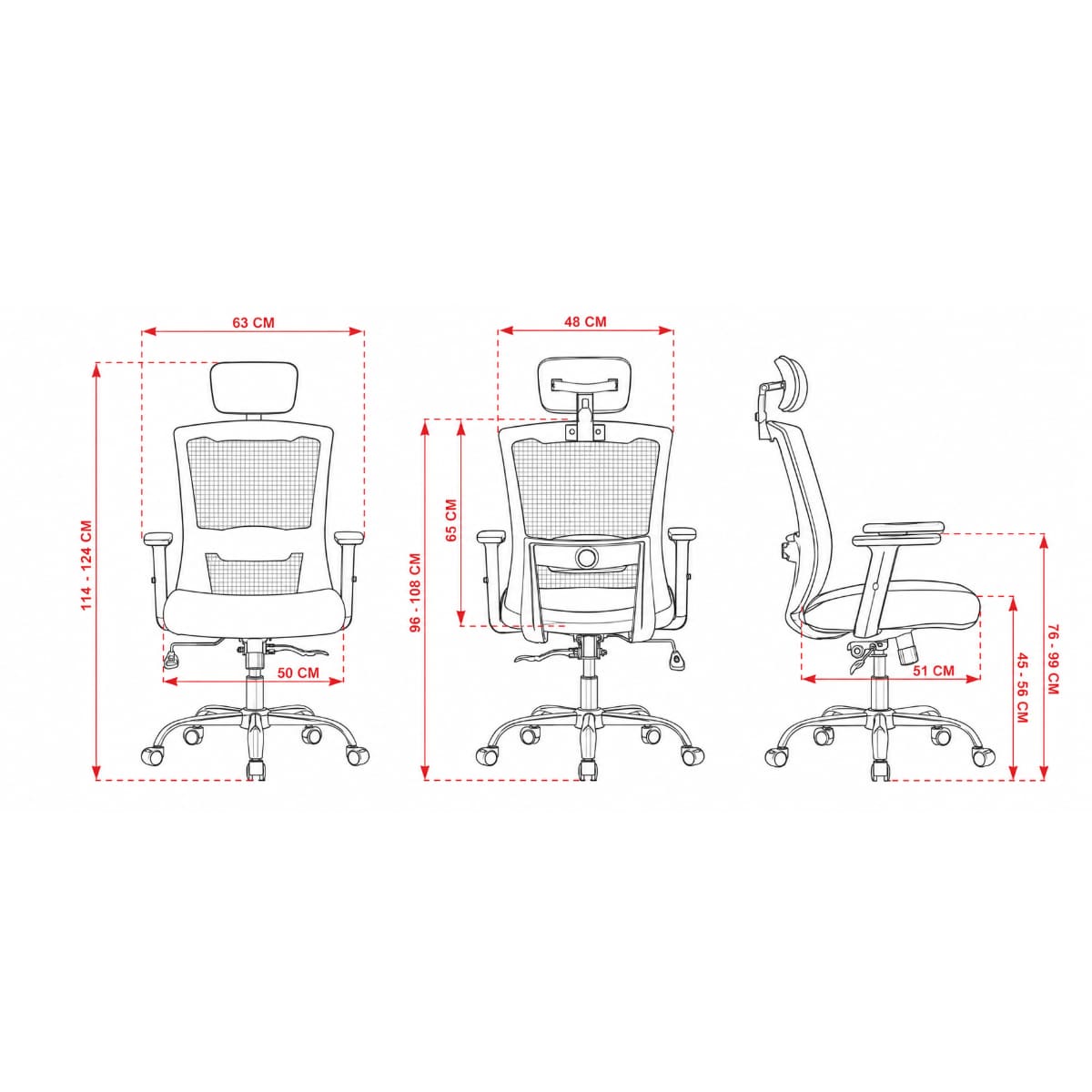 SILLA DE OFICINA ERGONOMICA HAVEN N49 BASE DE ACERO Y SOPORTE LUMBAR - 6