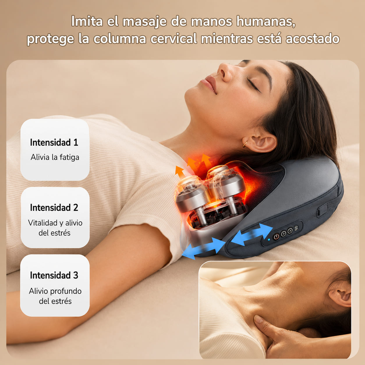 ALMOHADA MASAJEADORA BOMIDI MP1 PRO 3D INALAMBRICA RECARGABLE CUELLO ESPALDA - 2