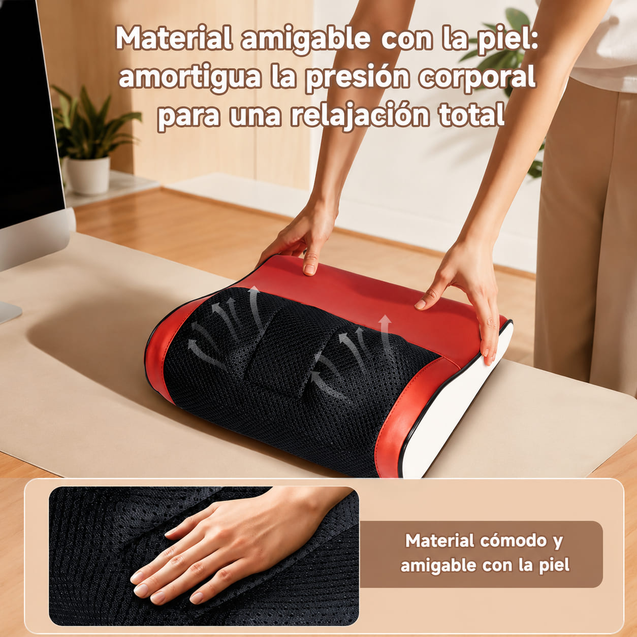 ALMOHADA MASAJEADORA BOMIDI MP1 SHIATSU 3D CALOR INFRARROJO 8 CABEZALES - 5