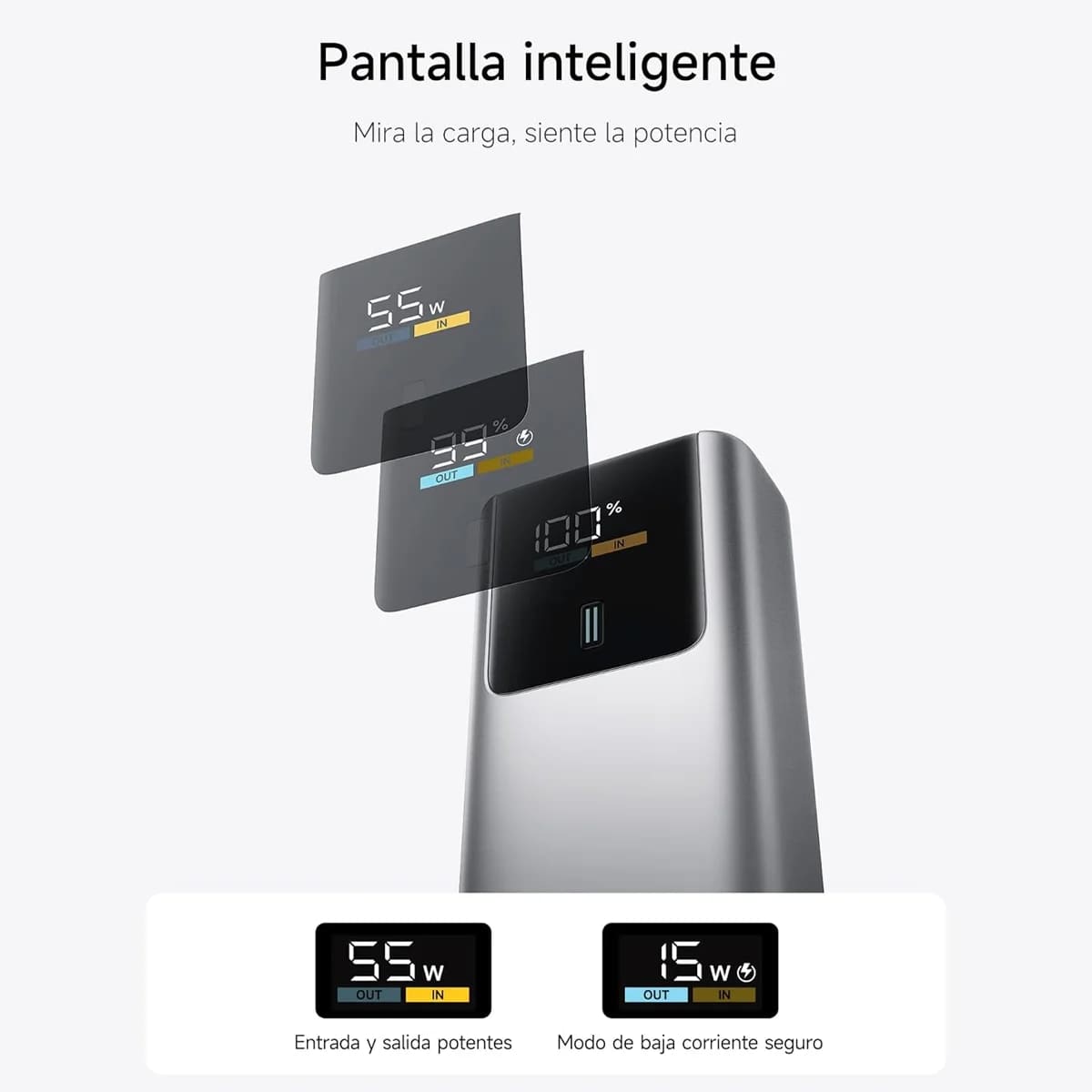 POWER BANK TIPO C CUKTECH 10 MINI 55W 10000 MAH PANTALLA GRIS - 5